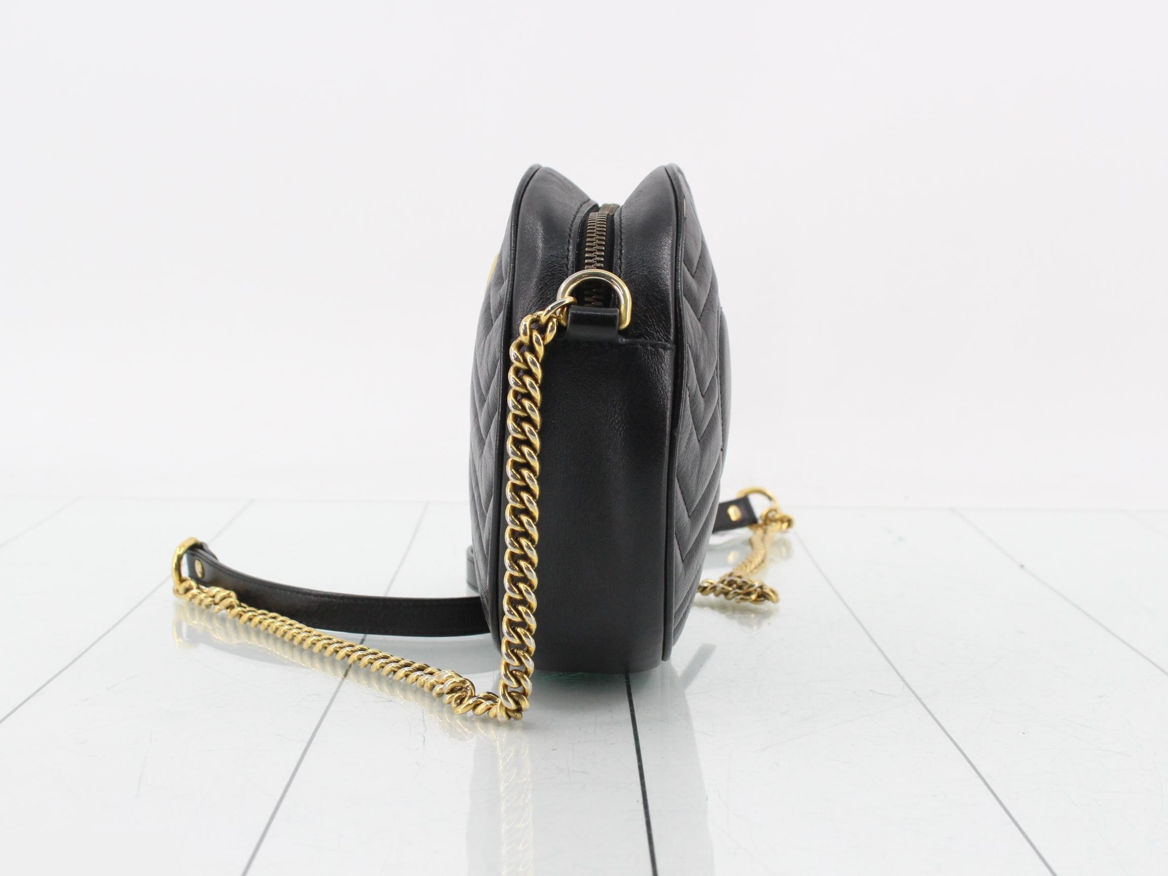 GG Marmont Leather Round Chain Shoulder Bag — view 3