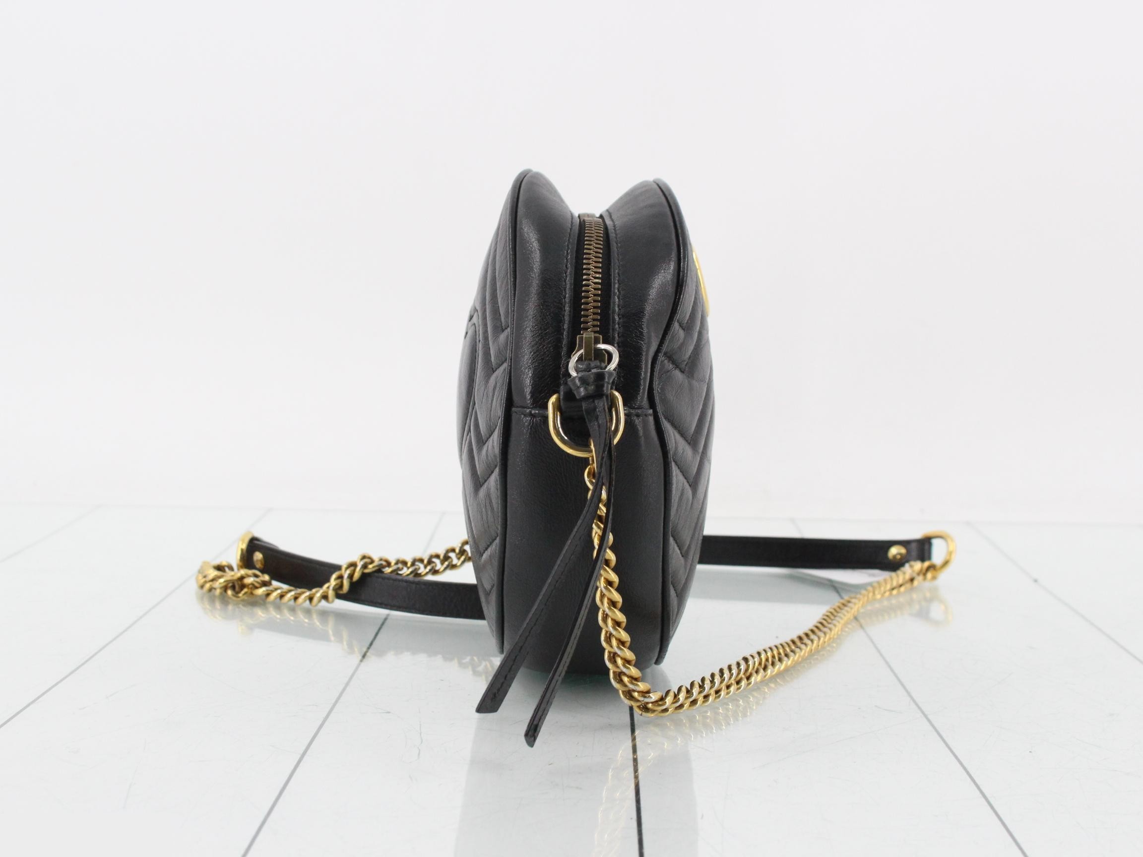 GG Marmont Leather Round Chain Shoulder Bag — view 4
