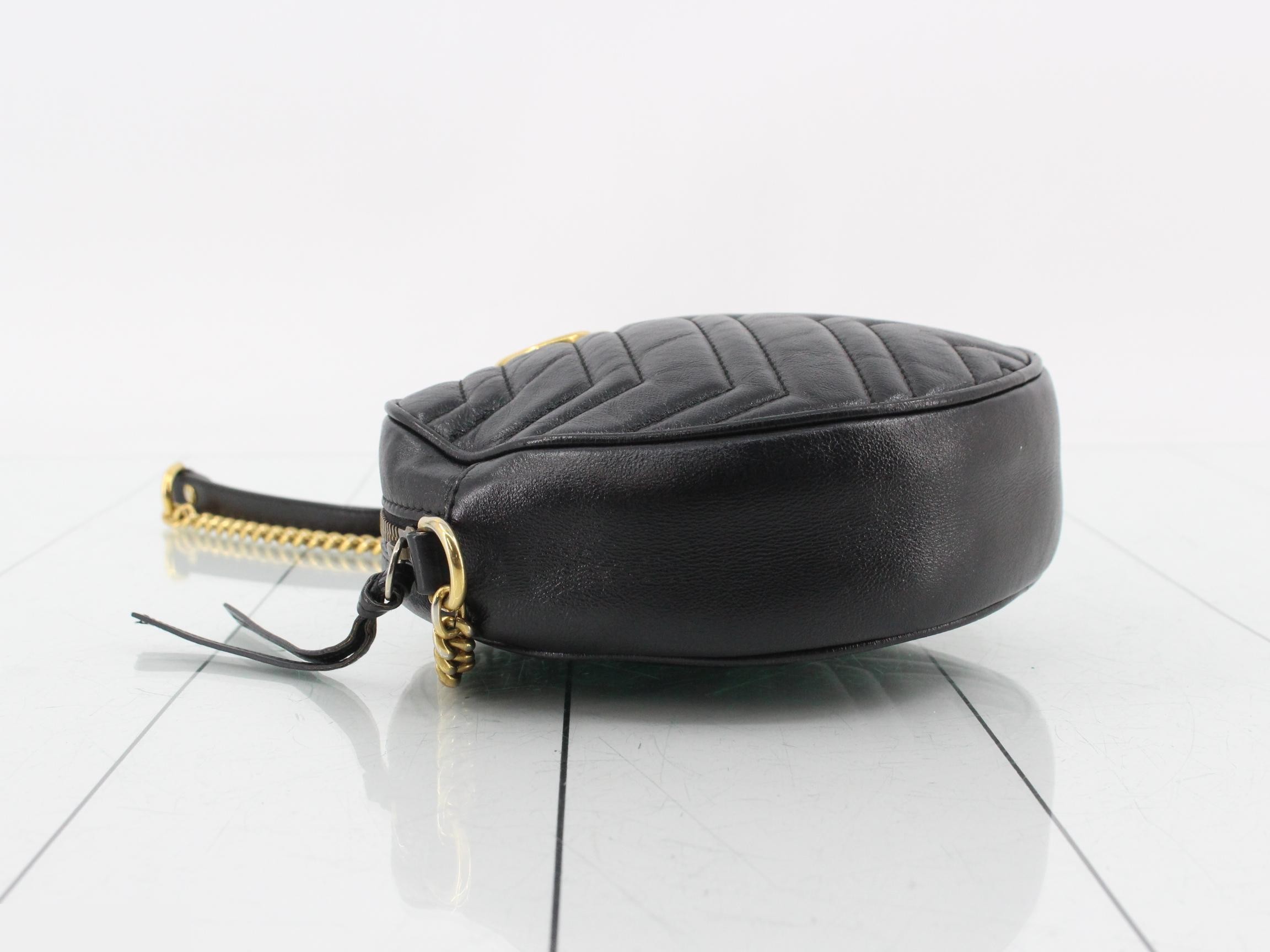 GG Marmont Leather Round Chain Shoulder Bag — view 5