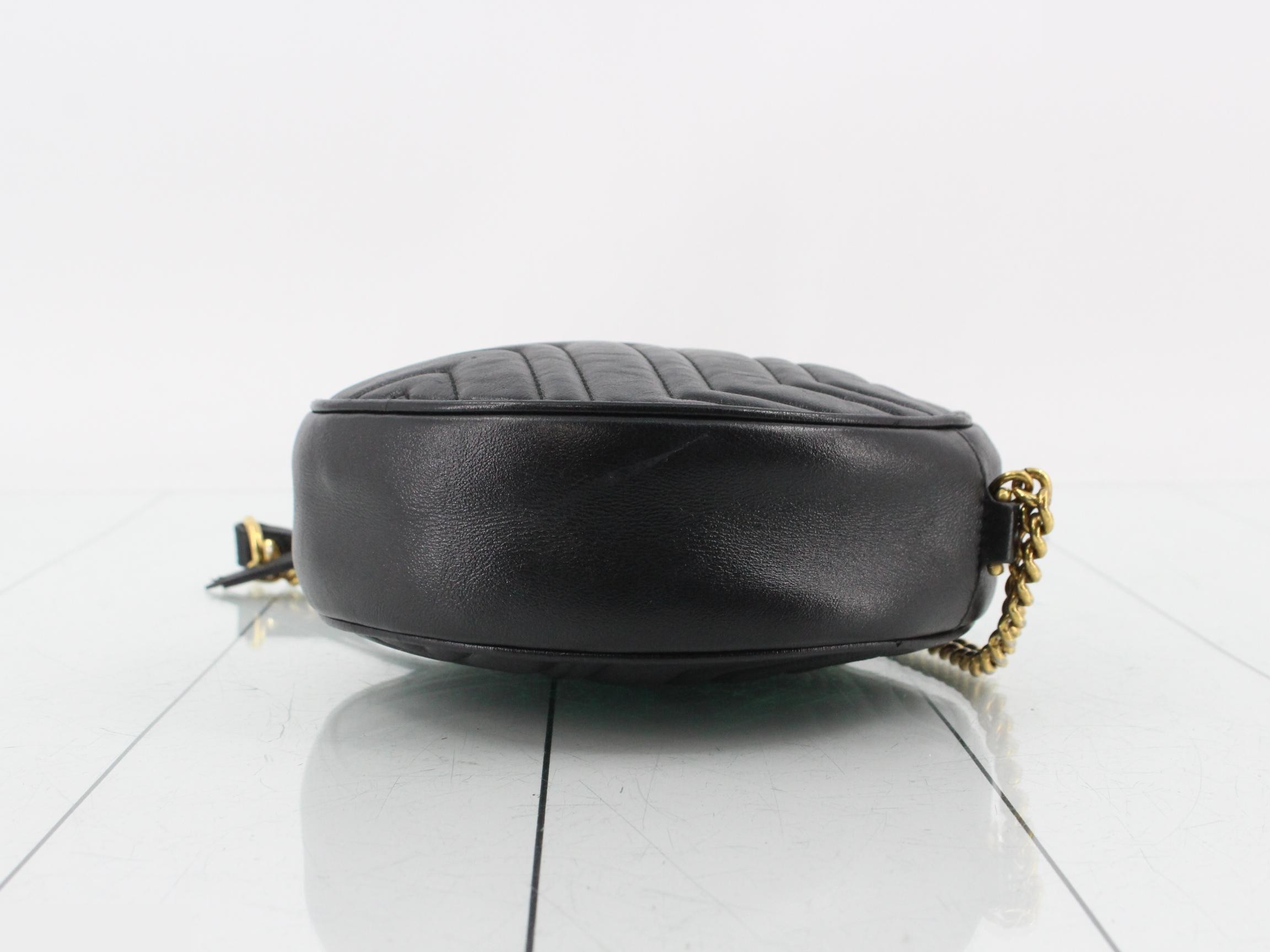 GG Marmont Leather Round Chain Shoulder Bag — view 6