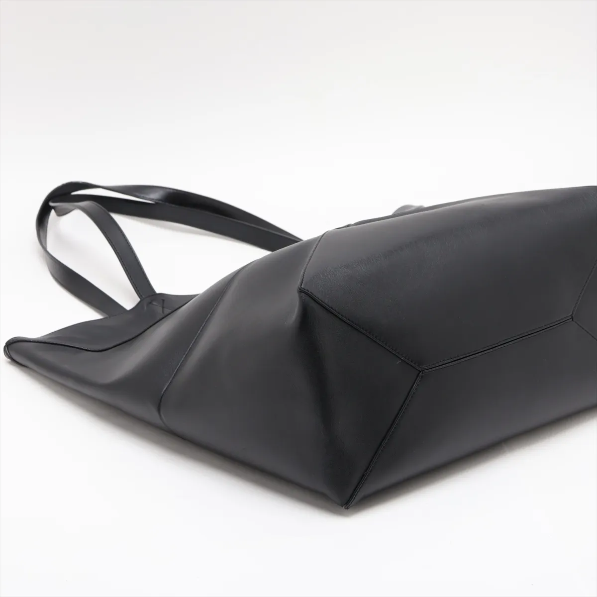 Puzzlefold Large Leather Tote Bag, Black — view 4