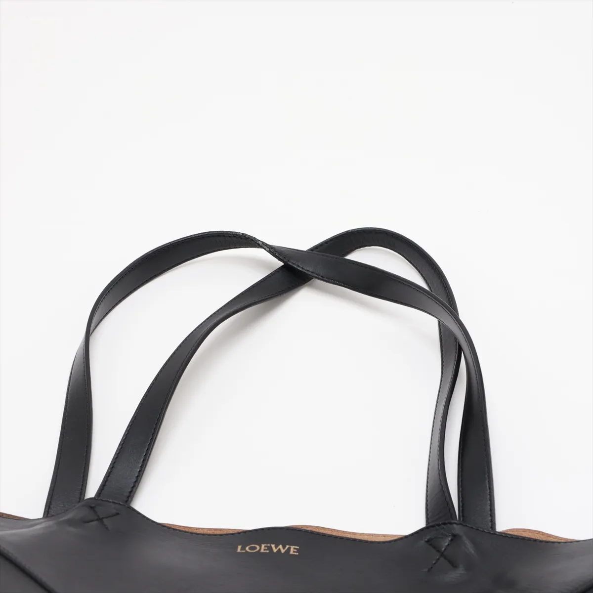 Puzzlefold Large Leather Tote Bag, Black — view 6