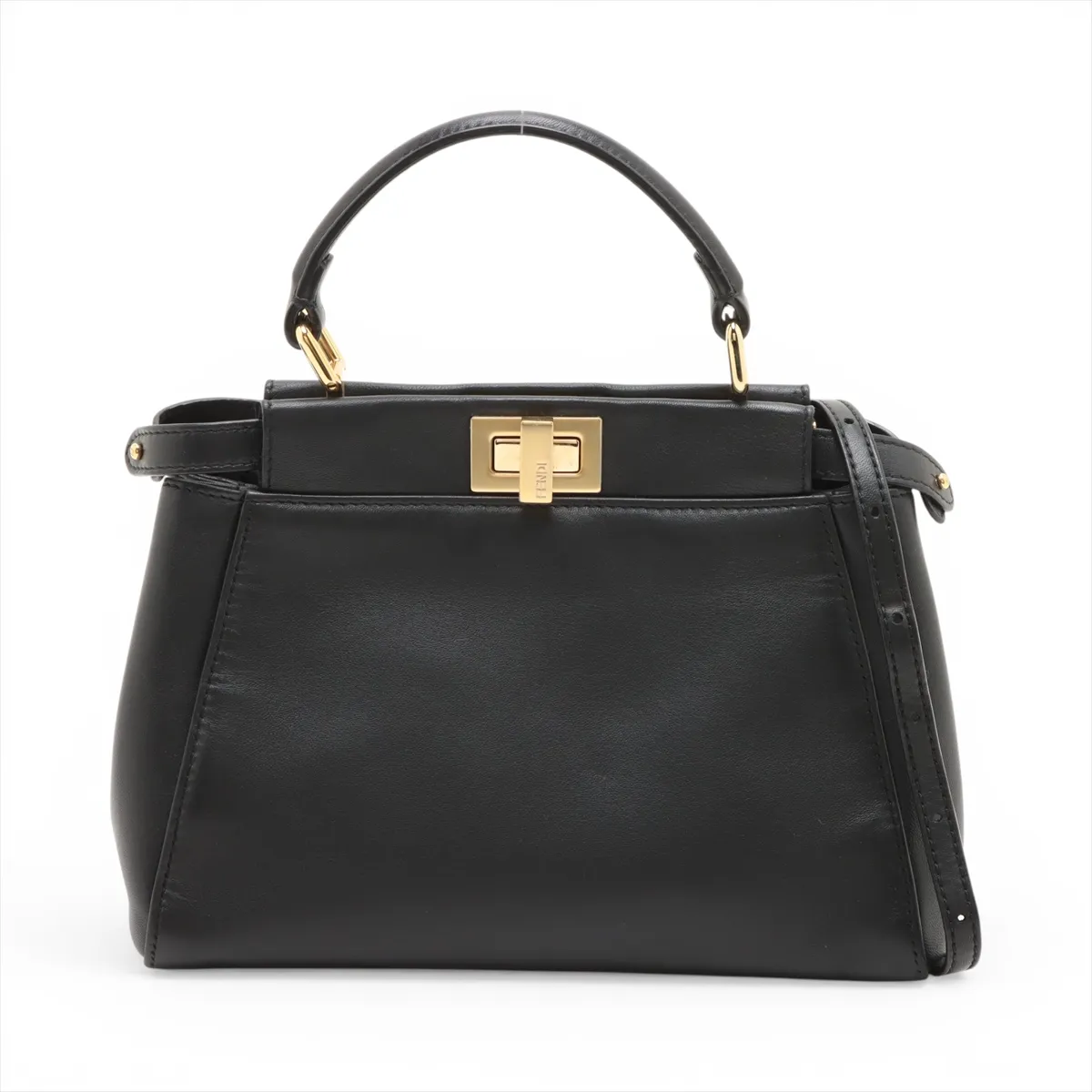 Mini Peekaboo Leather 2-Way Handbag, Black 8BN244