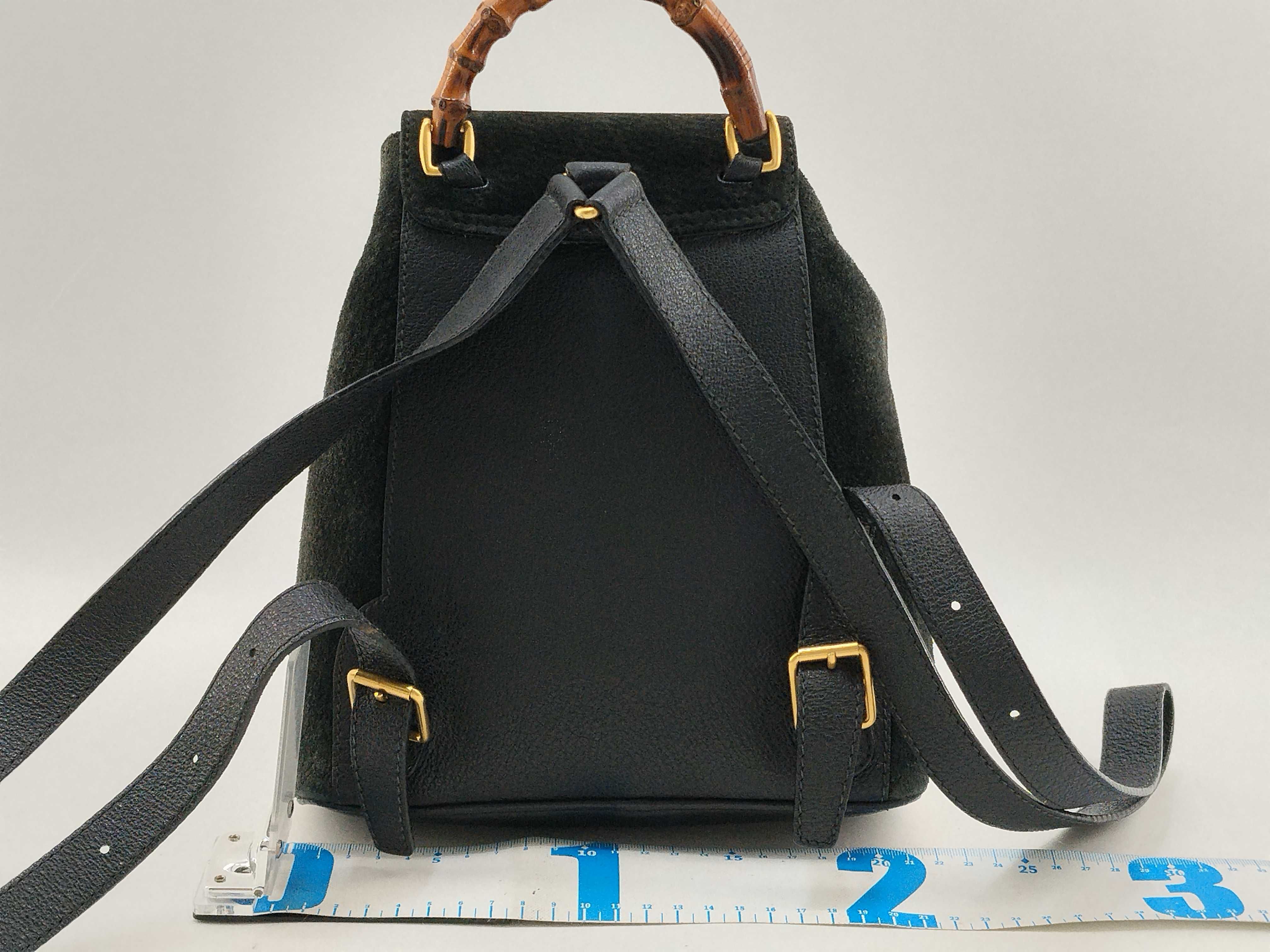 Bamboo Backpack / 003・2058・0030 / Suede x Leather / Black / Gold Hardware Backpack — view 2