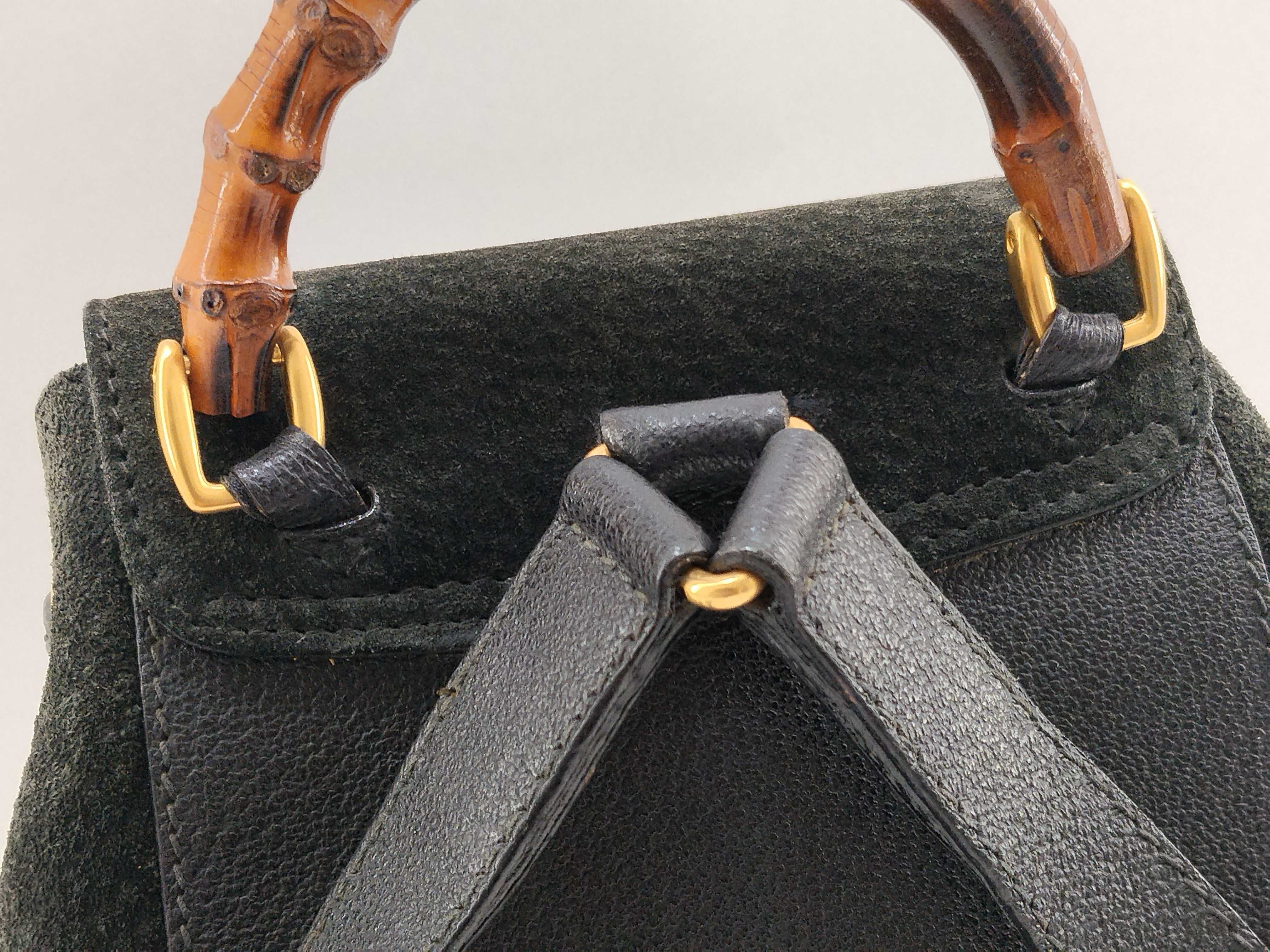 Bamboo Backpack / 003・2058・0030 / Suede x Leather / Black / Gold Hardware Backpack — view 3