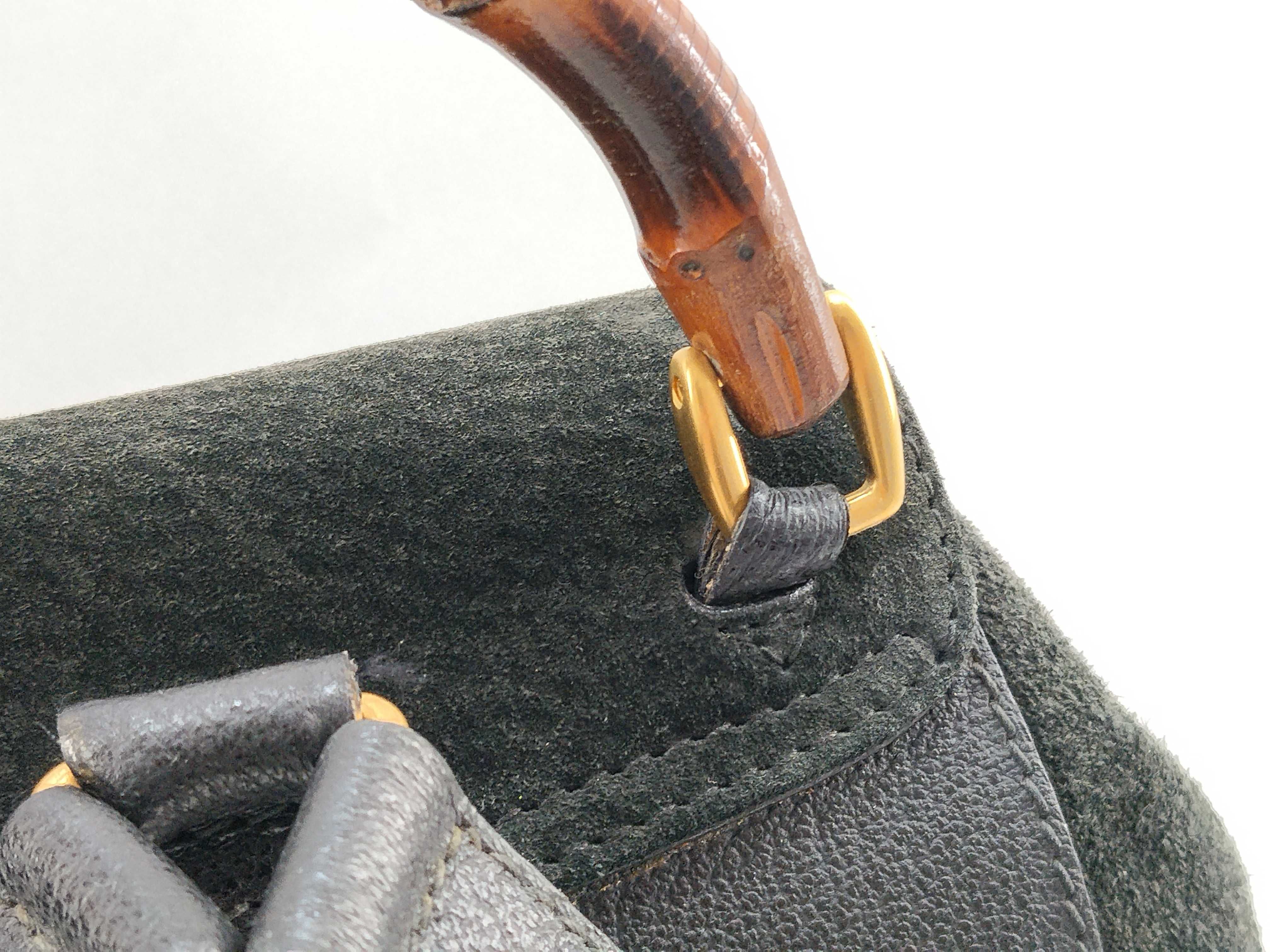 Bamboo Backpack / 003・2058・0030 / Suede x Leather / Black / Gold Hardware Backpack — view 4