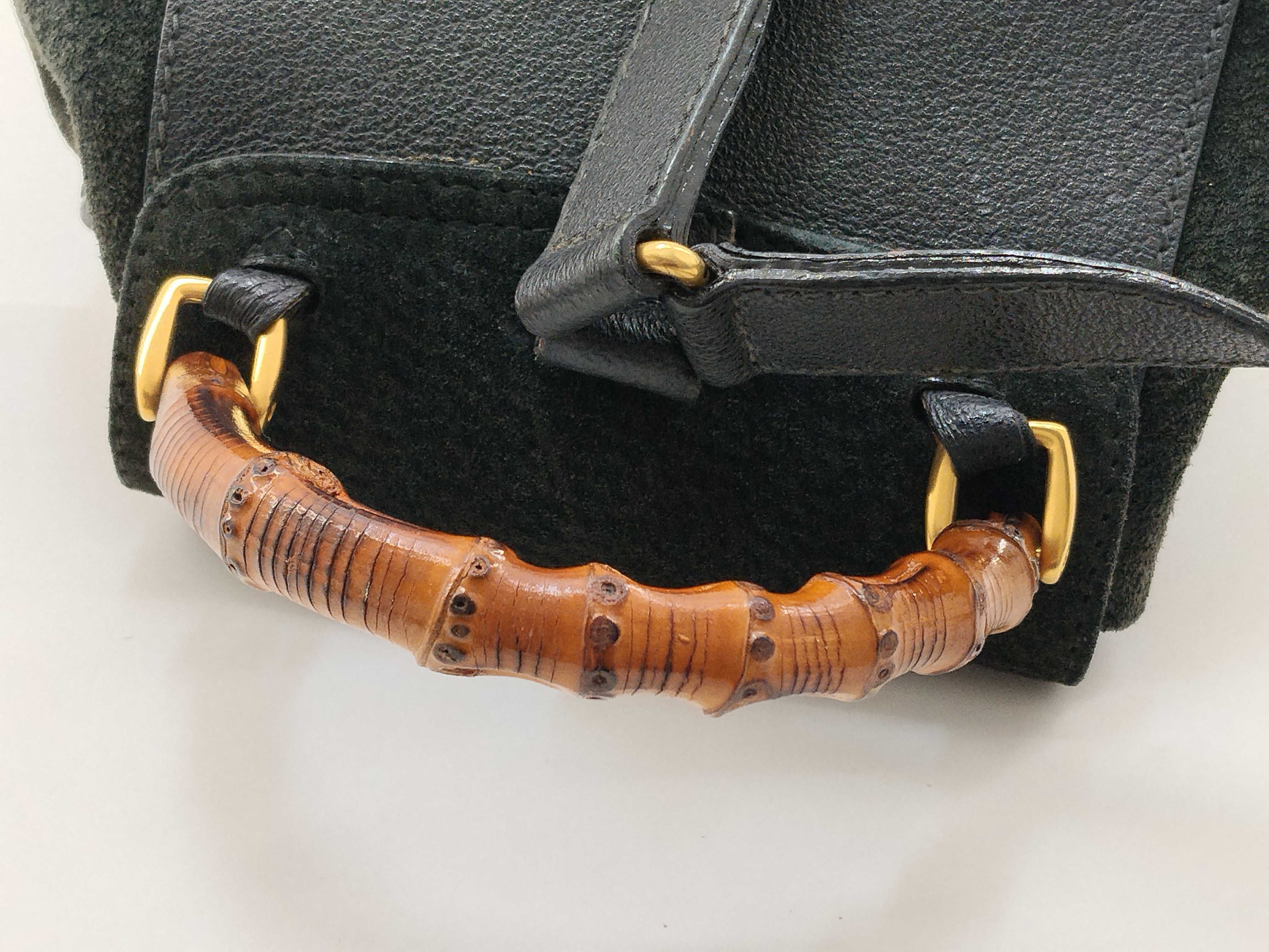 Bamboo Backpack / 003・2058・0030 / Suede x Leather / Black / Gold Hardware Backpack — view 8