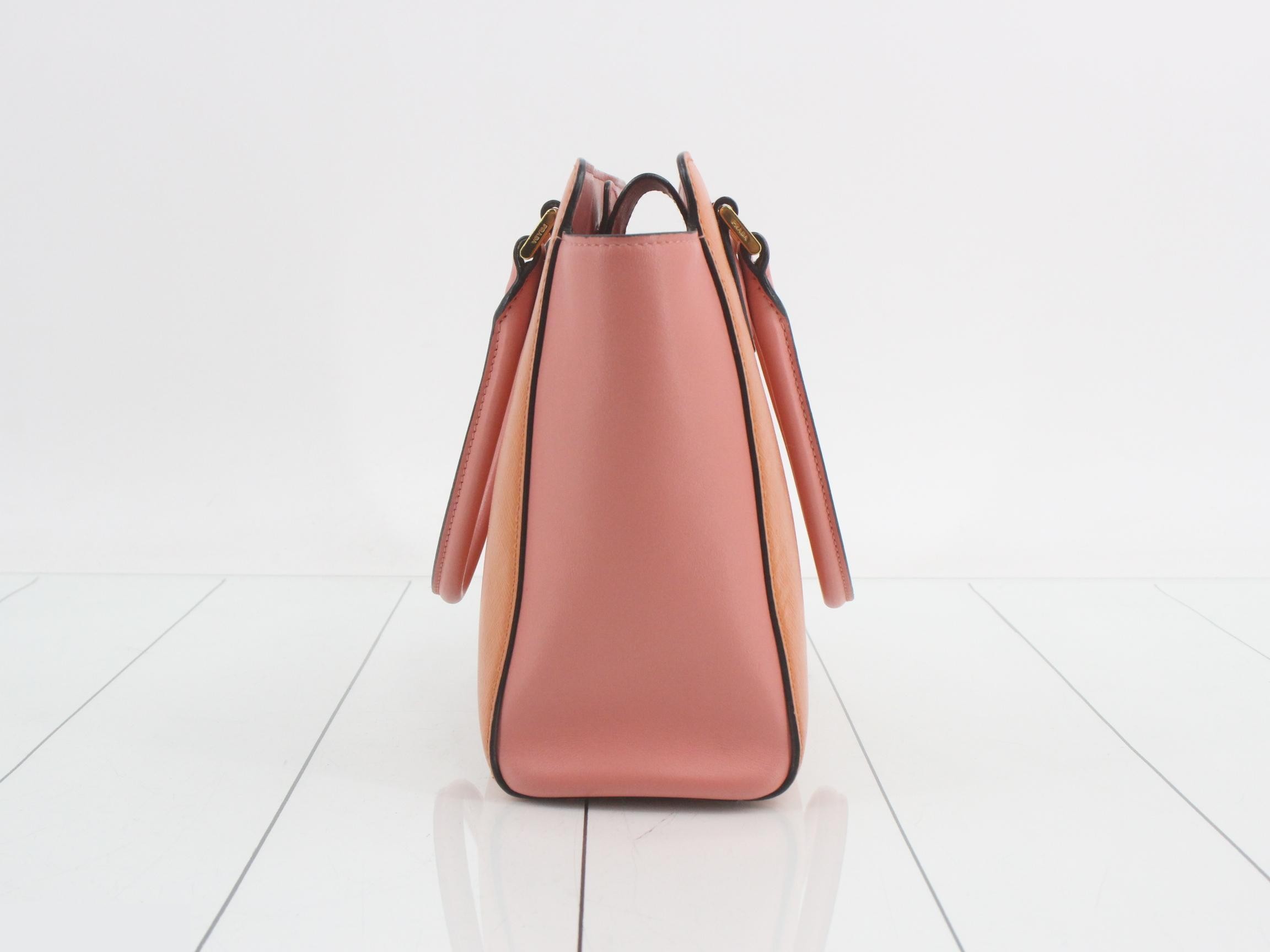 shoulder bag for women, orange and pink, cross-body style, Saffiano leather. — view 3