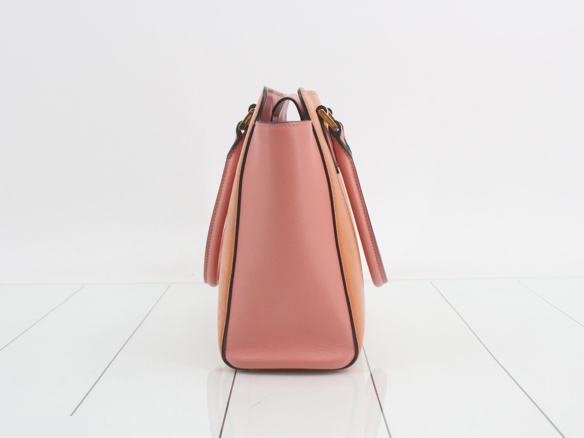 shoulder bag for women, orange and pink, cross-body style, Saffiano leather. — view 4