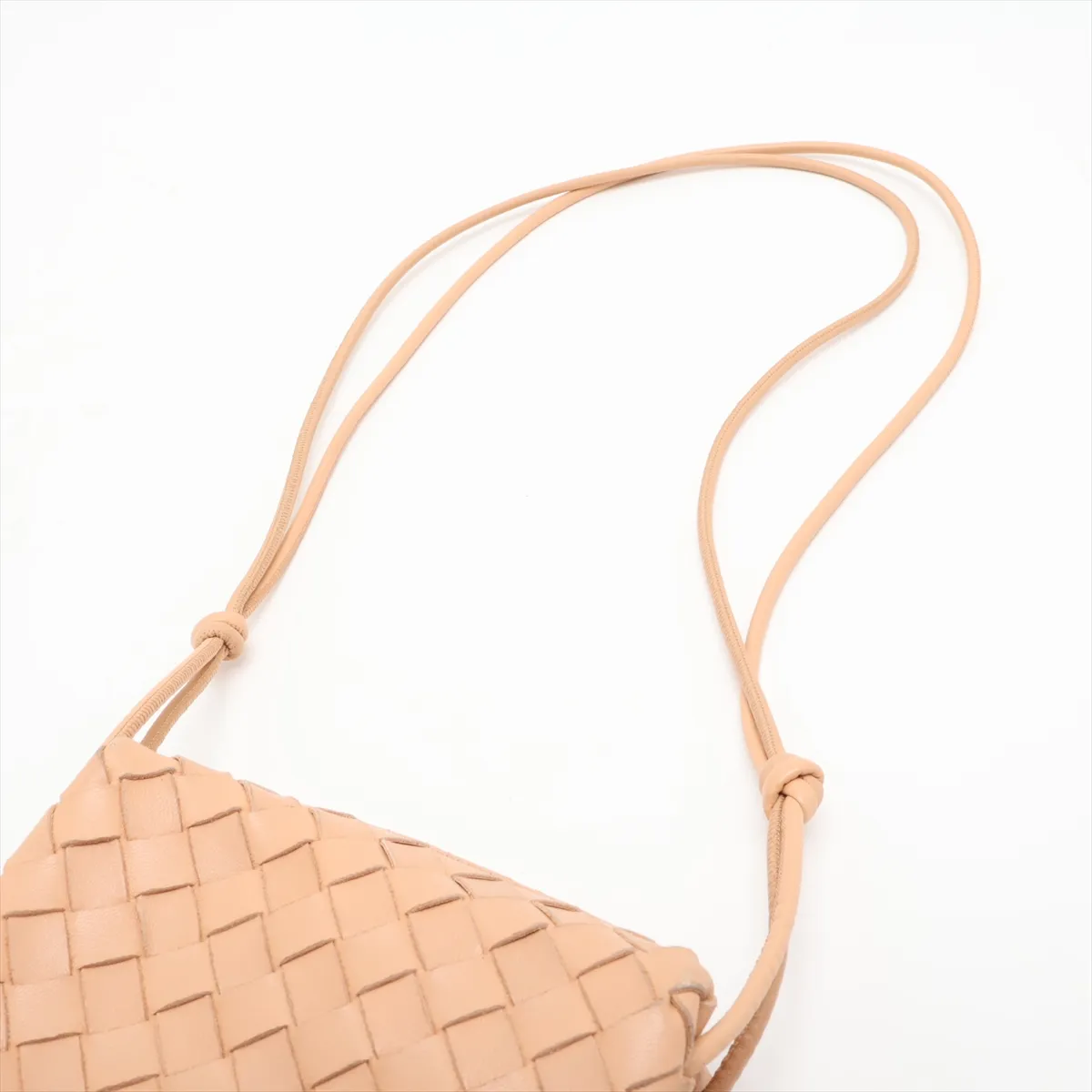 Intrecciato Mini Loop Leather Shoulder Bag, Beige — view 5