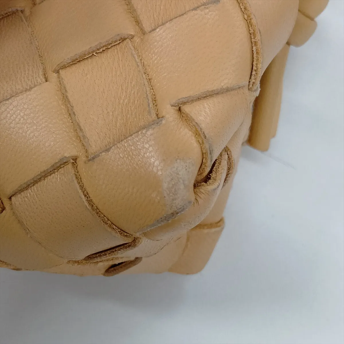 Intrecciato Mini Loop Leather Shoulder Bag, Beige — view 8