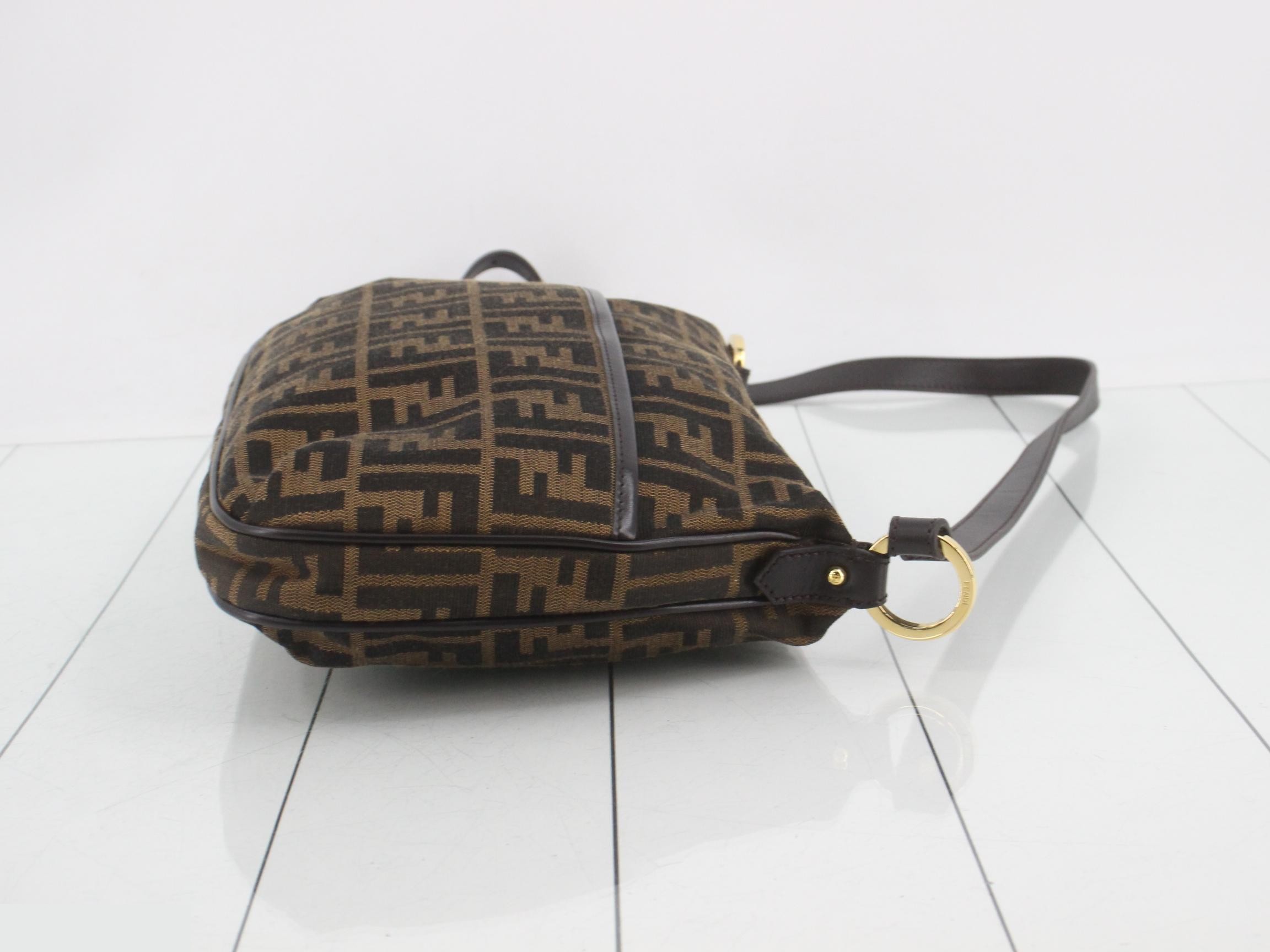 Zucca shoulder bag, jacquard, brown — view 3