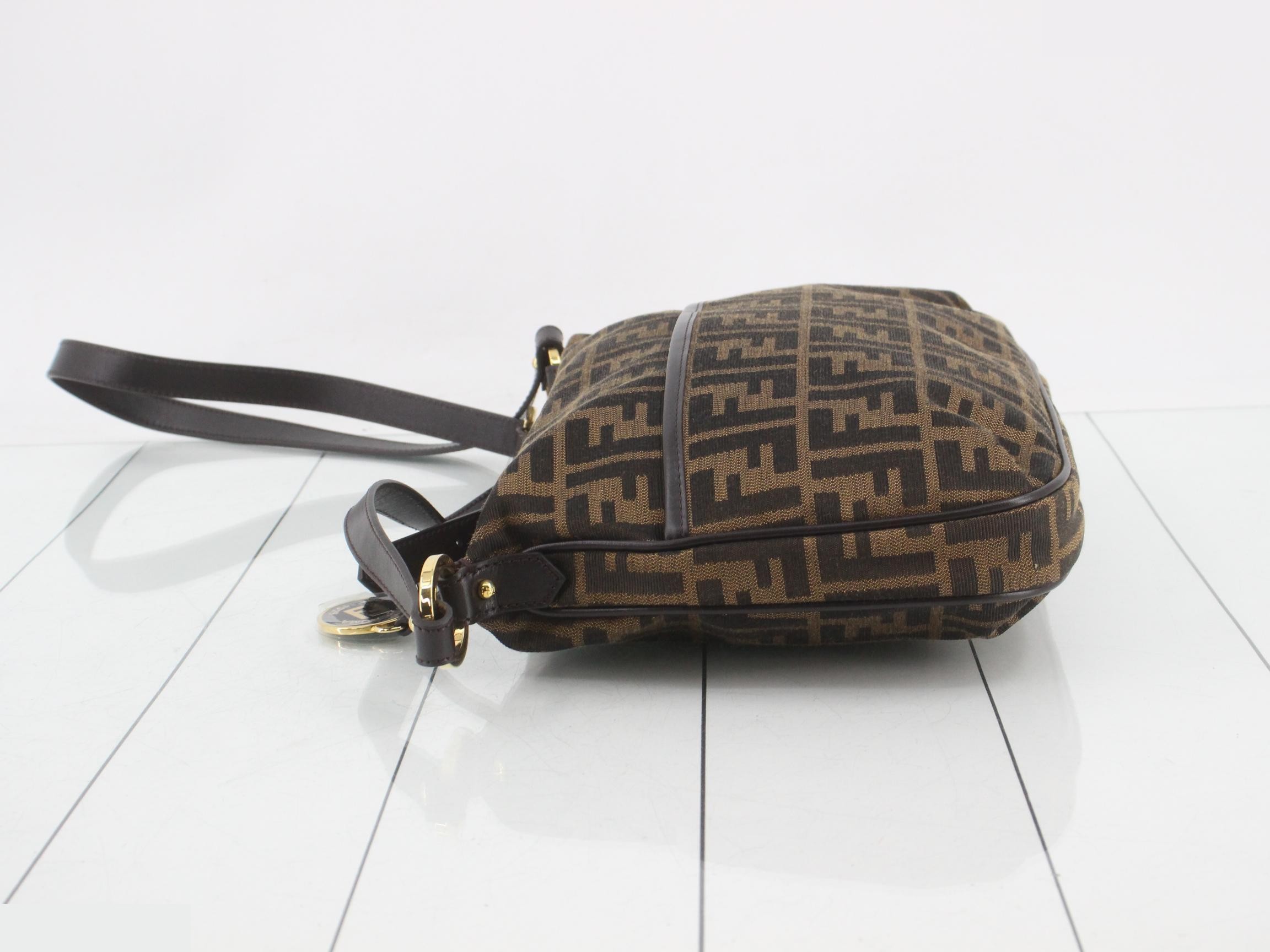 Zucca shoulder bag, jacquard, brown — view 4