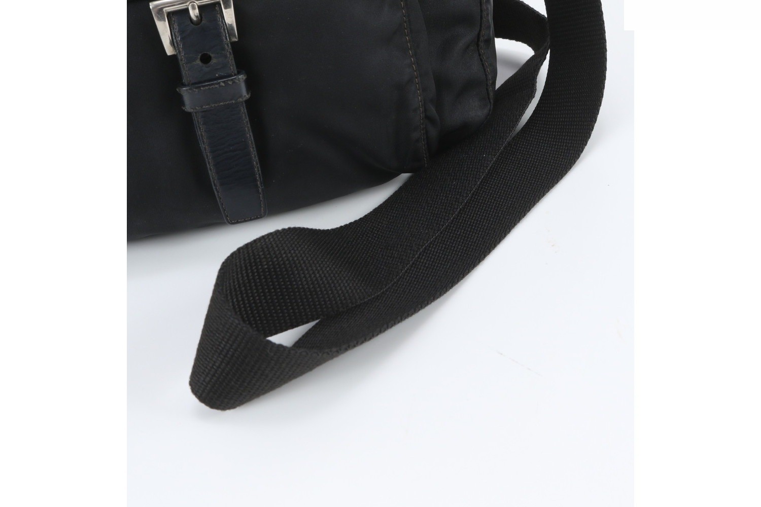 Tessuto Nylon Triangle Logo White Tag Leather Shoulder Bag — view 2