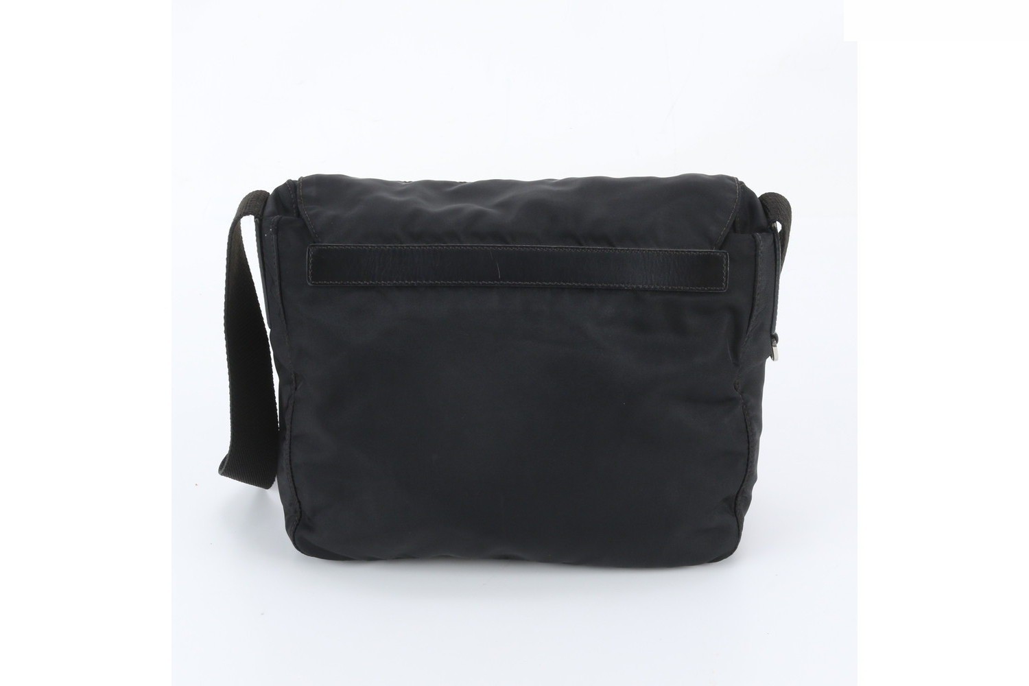 Tessuto Nylon Triangle Logo White Tag Leather Shoulder Bag — view 3