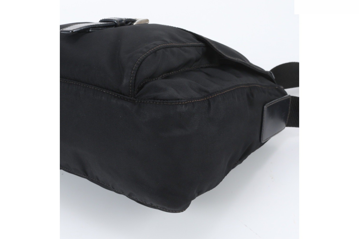 Tessuto Nylon Triangle Logo White Tag Leather Shoulder Bag — view 4