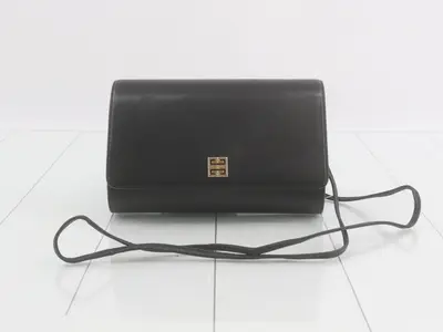 Shoulder bag, black, leather