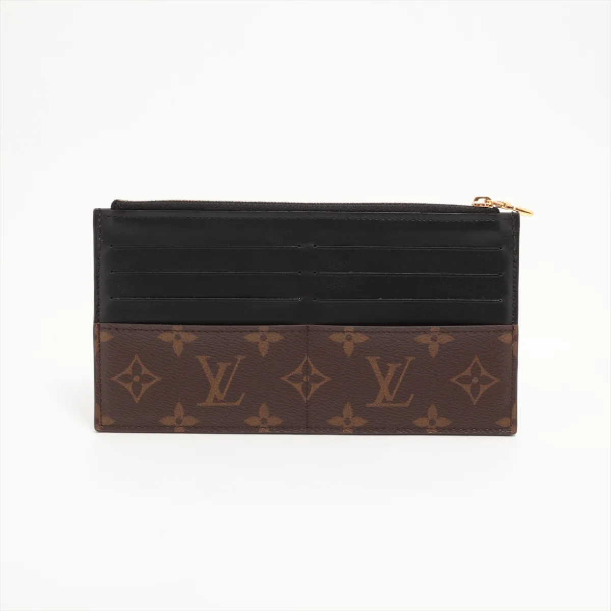 Monogram Macassar Slim Purse M80348 Black x Brown Long Wallet RFID Reactive — view 2