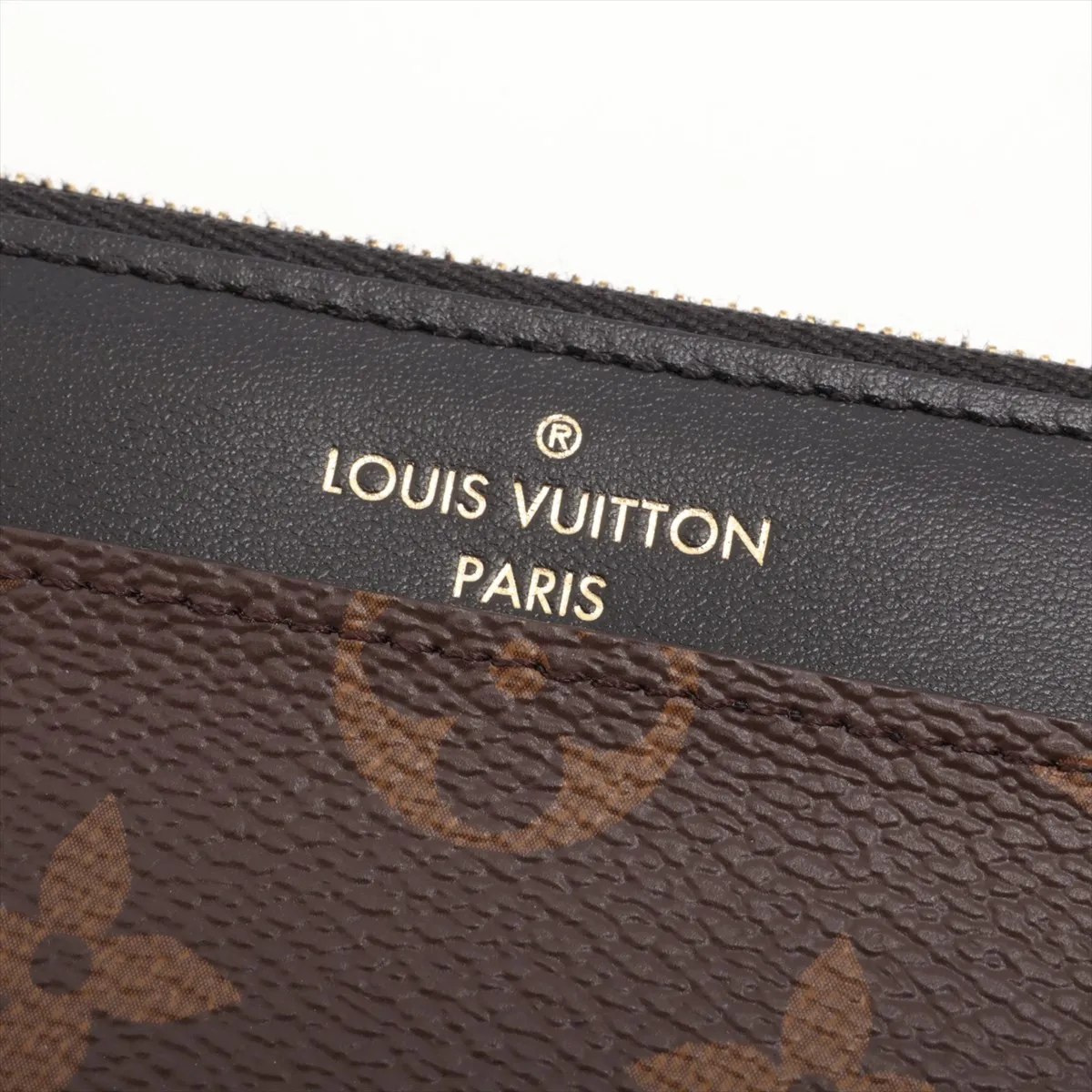 Monogram Macassar Slim Purse M80348 Black x Brown Long Wallet RFID Reactive — view 5