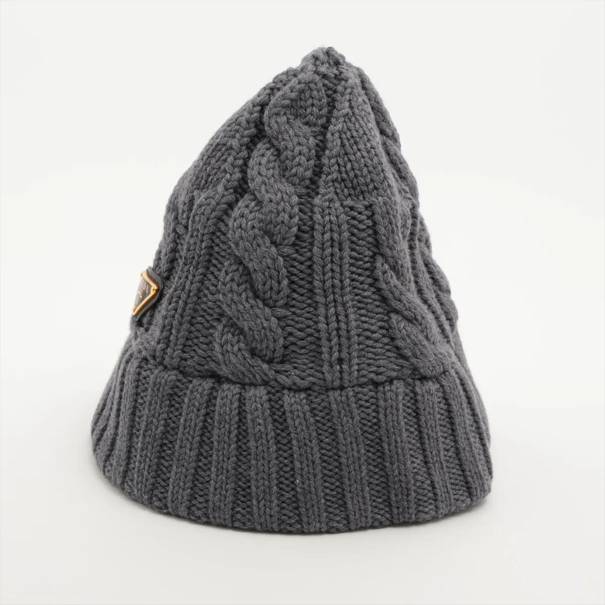 1HC338 Triangle Logo Knit Cap S Wool Gray — view 2