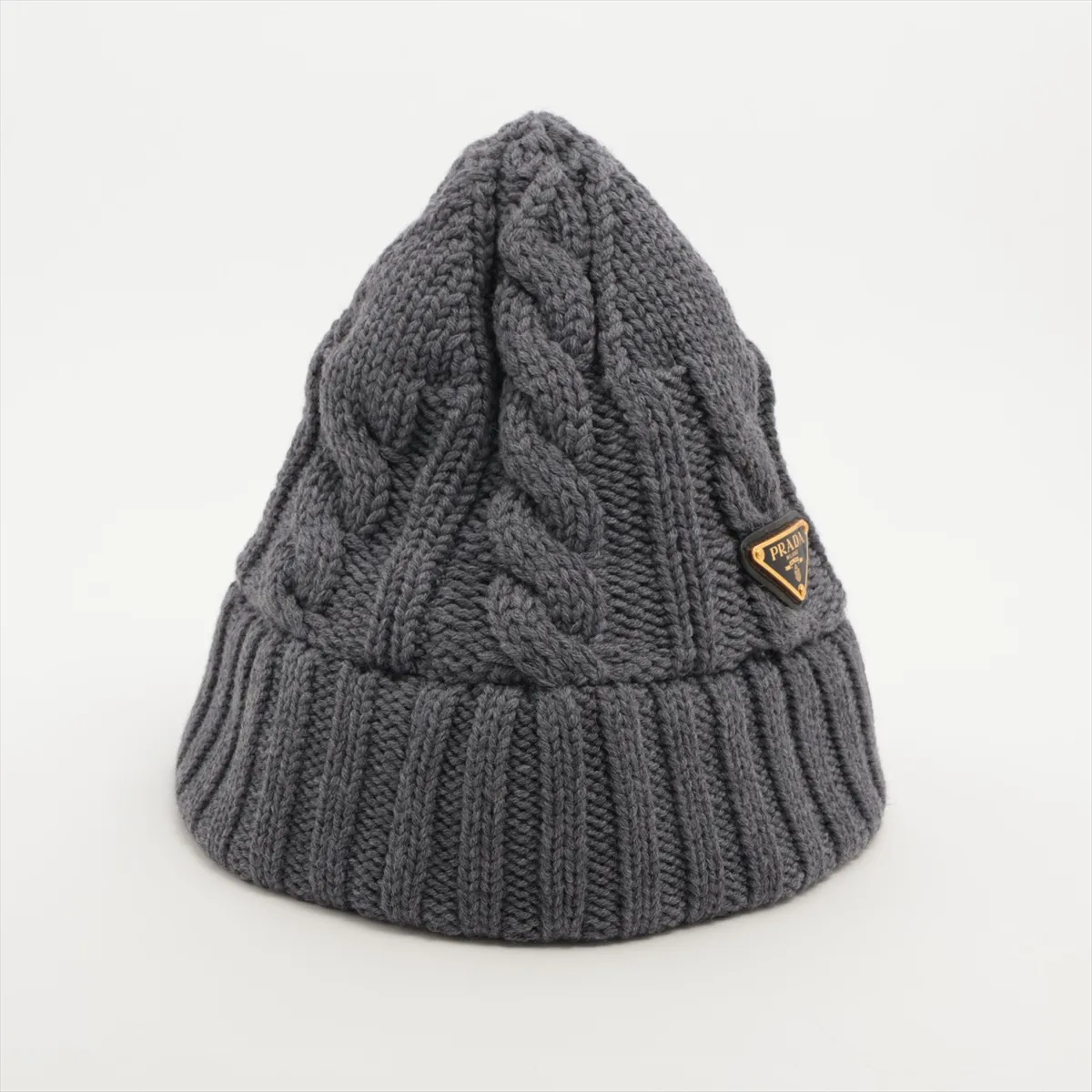 1HC338 Triangle Logo Knit Cap S Wool Gray — view 3
