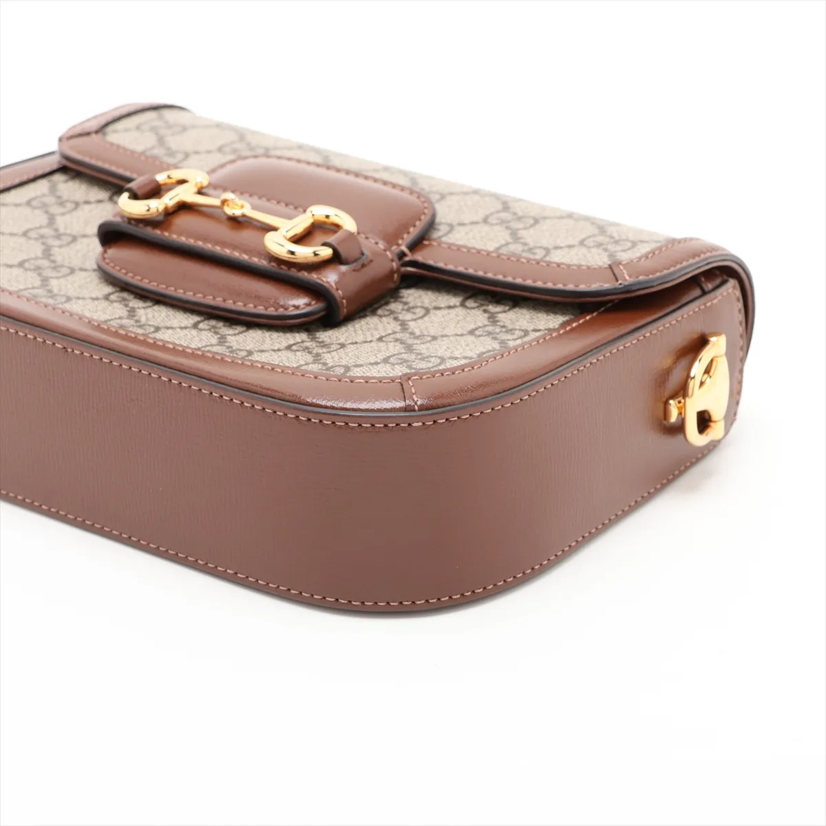GG Supreme Horsebit 1955 PVC x Leather Shoulder Bag, Brown, 658574 — view 3