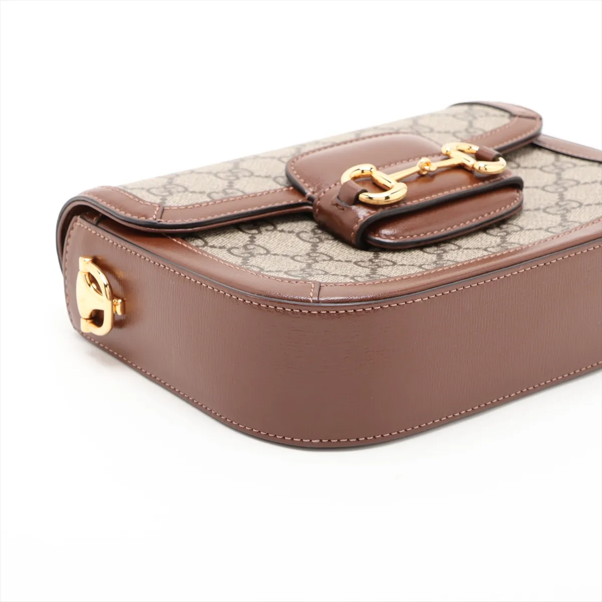 GG Supreme Horsebit 1955 PVC x Leather Shoulder Bag, Brown, 658574 — view 4