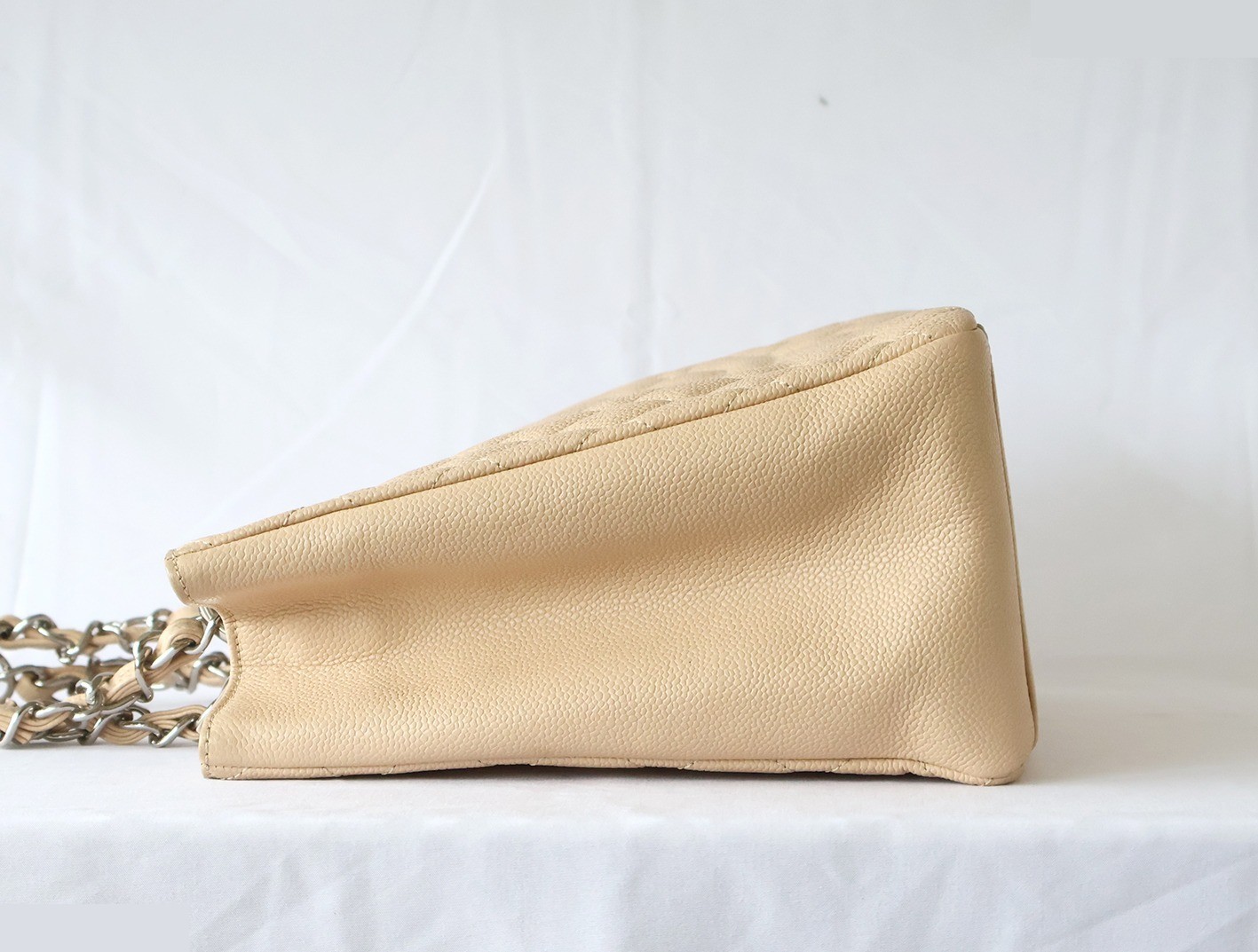 Caviar Skin GST Chain Tote Bag, Beige — view 6