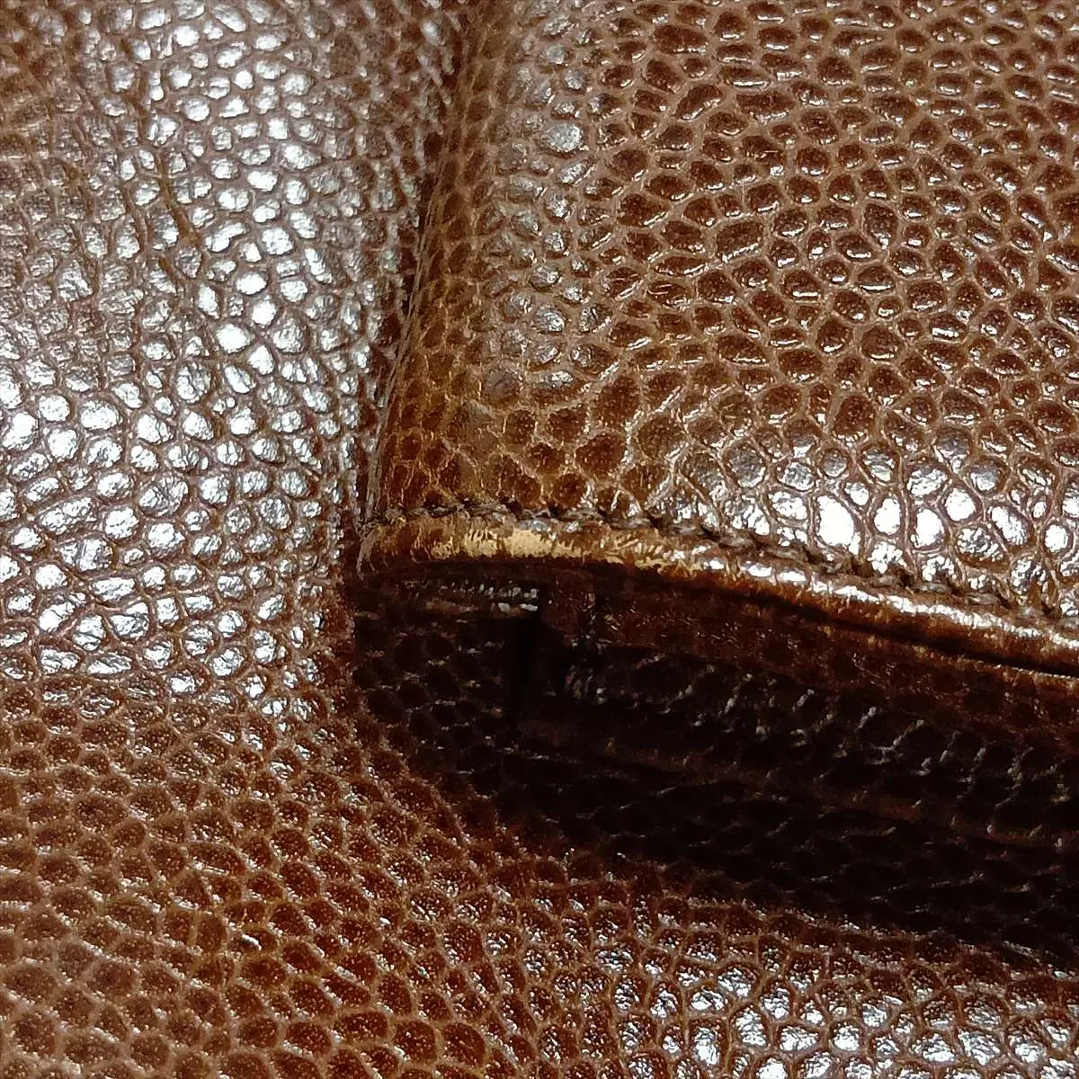 Coco Mark Caviar Skin Chain Tote Bag, Brown with Gold Hardware — view 13