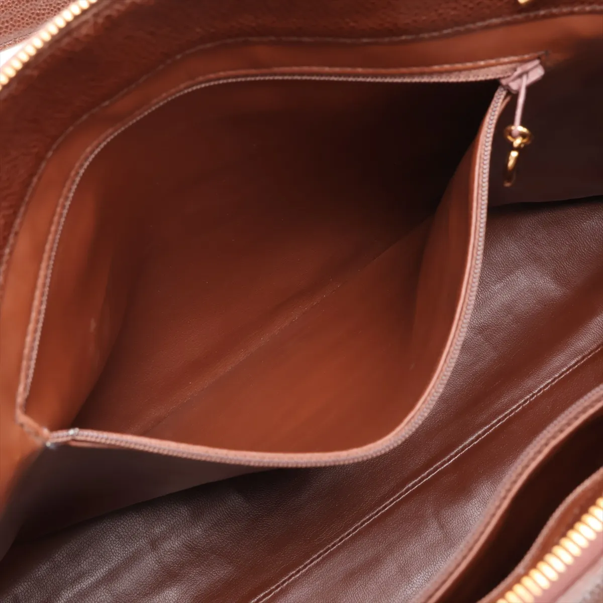 Coco Mark Caviar Skin Chain Tote Bag, Brown with Gold Hardware — view 8