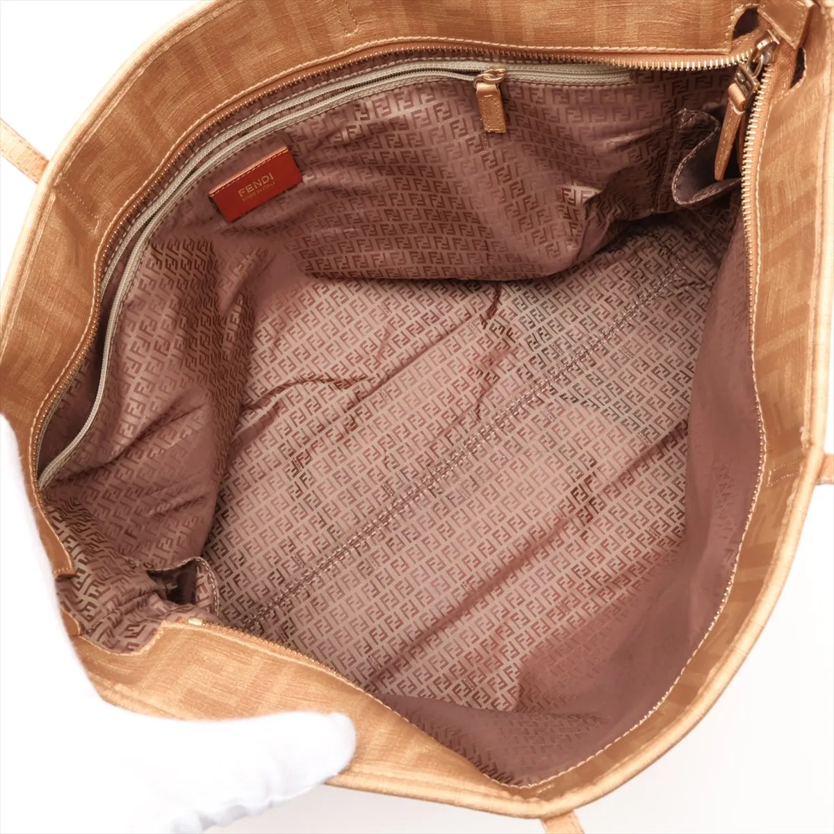 Zucca 8BH185 PVC x Leather Tote Bag, Beige — view 7