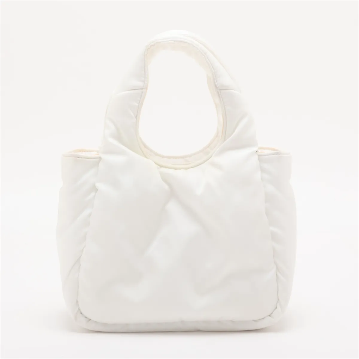 Nylon x Leather 2-Way Handbag, White — view 2
