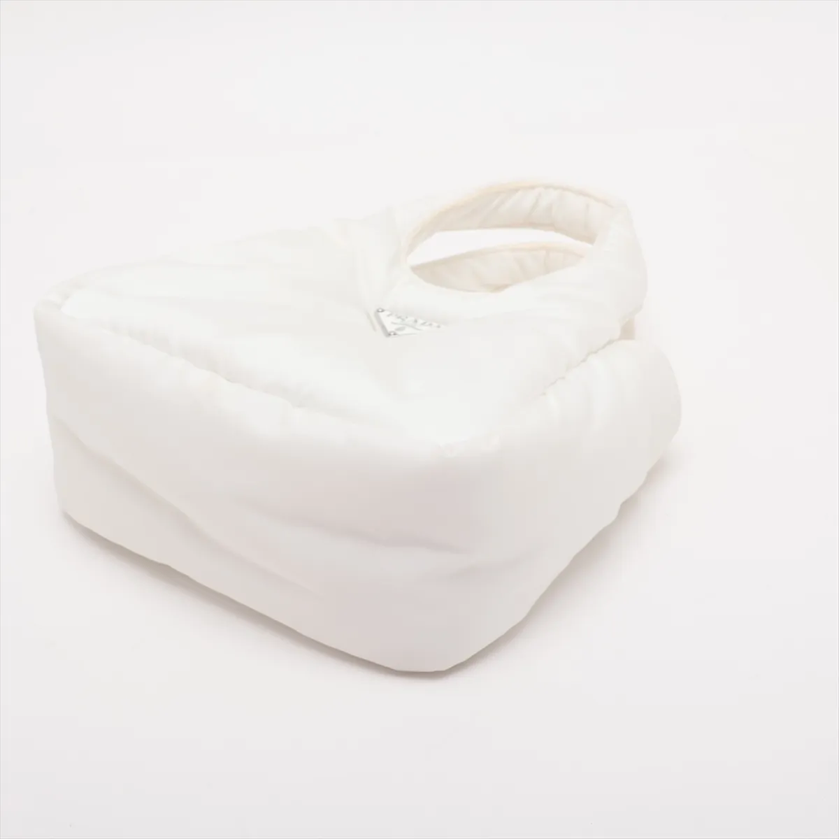 Nylon x Leather 2-Way Handbag, White — view 3