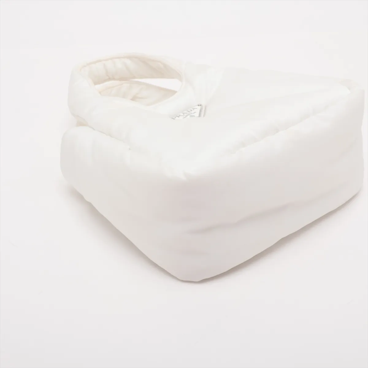 Nylon x Leather 2-Way Handbag, White — view 4