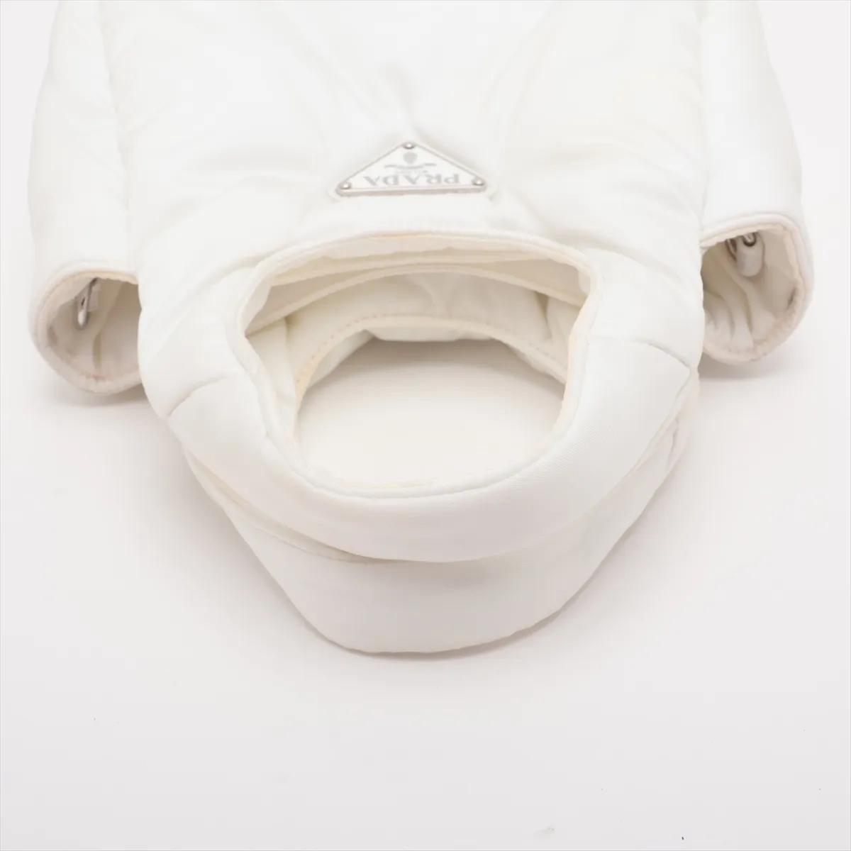 Nylon x Leather 2-Way Handbag, White — view 5