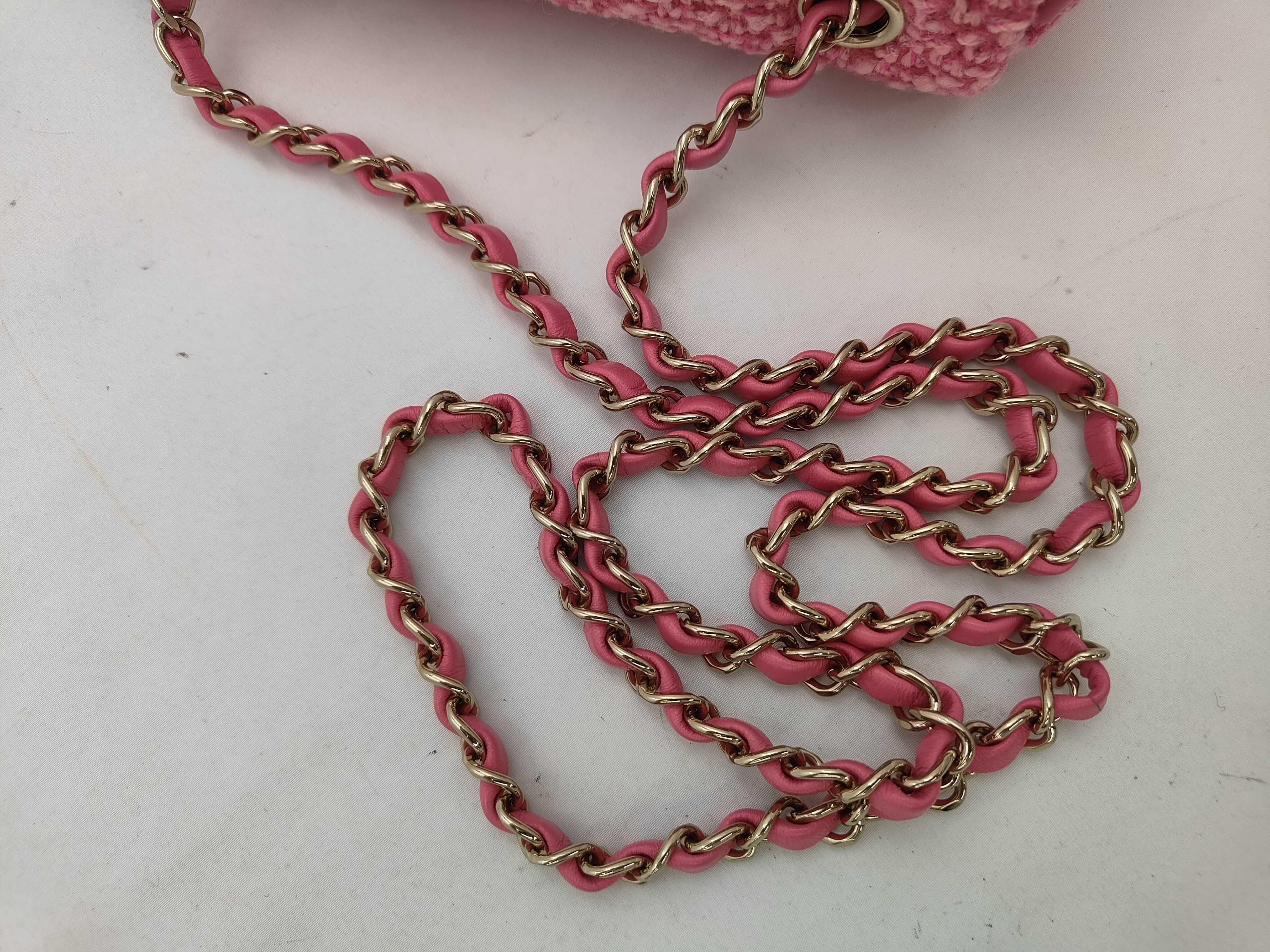 Mini Mat Chain Shoulder Bag, Tweed, Pink GP Shoulder Bag — view 3
