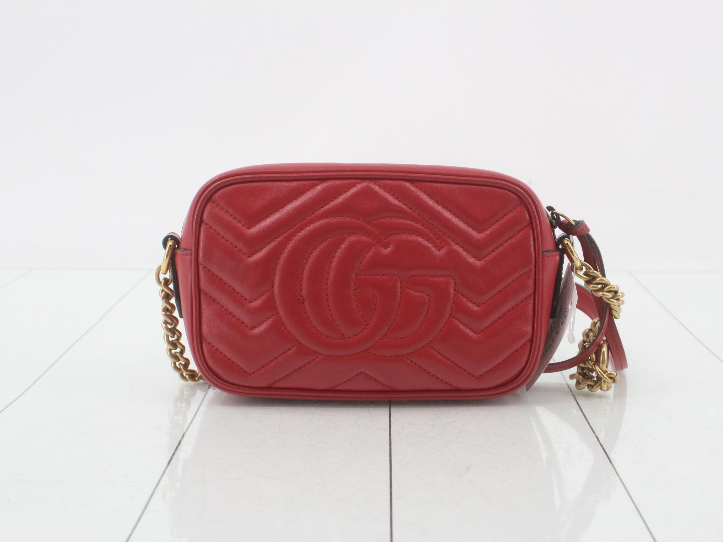 Marmont Shoulder Bag, Chevron Quilted, Red Leather — view 2