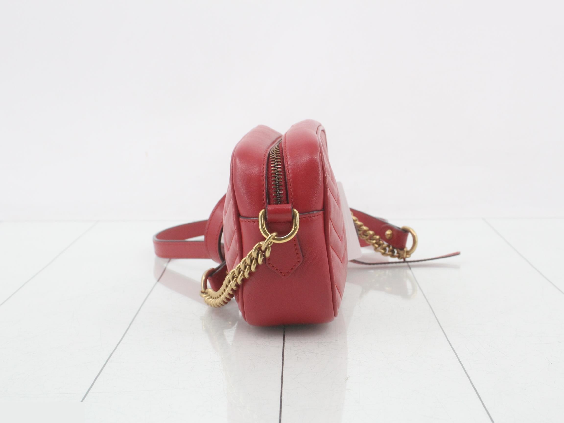 Marmont Shoulder Bag, Chevron Quilted, Red Leather — view 3