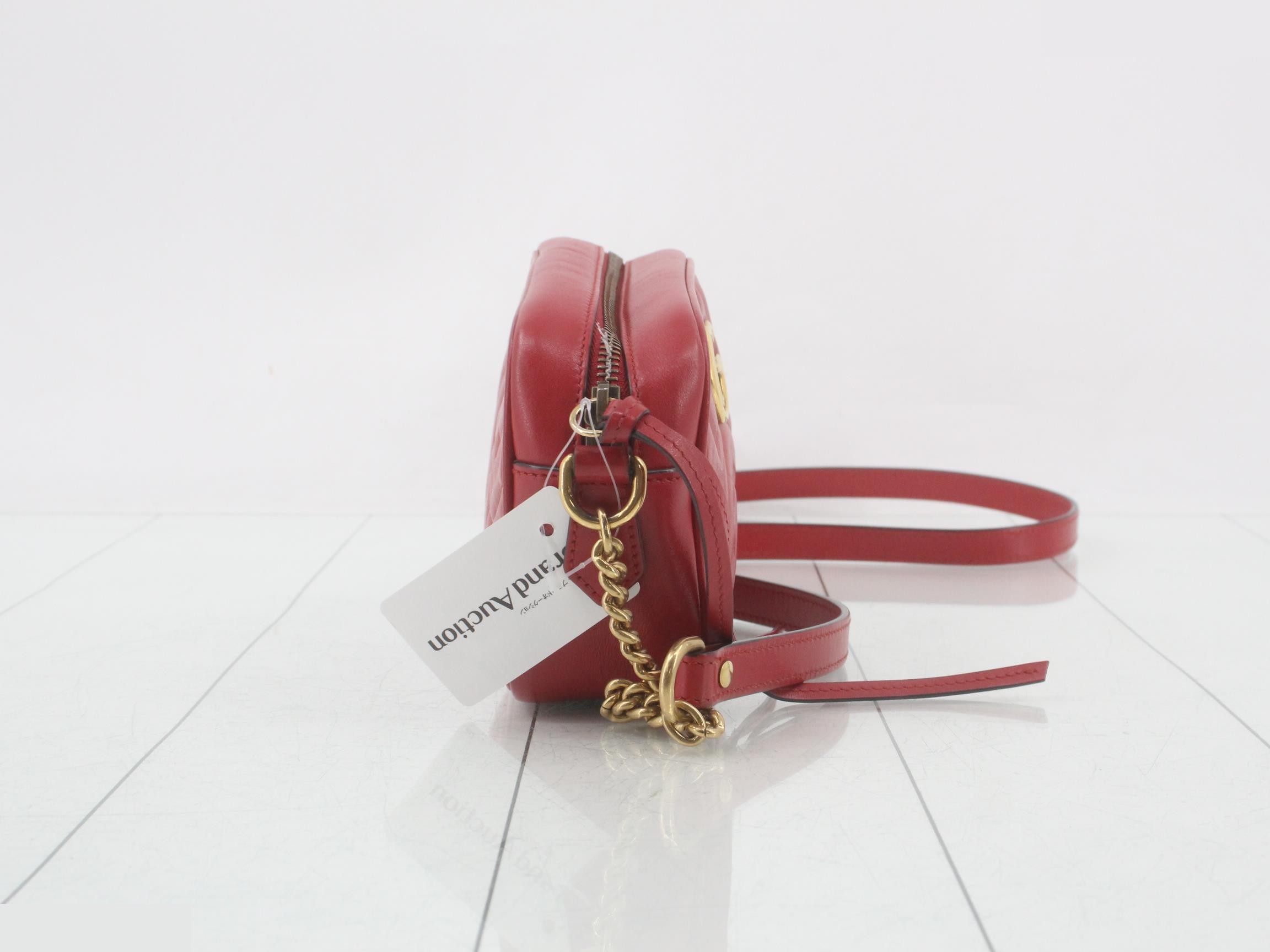 Marmont Shoulder Bag, Chevron Quilted, Red Leather — view 4