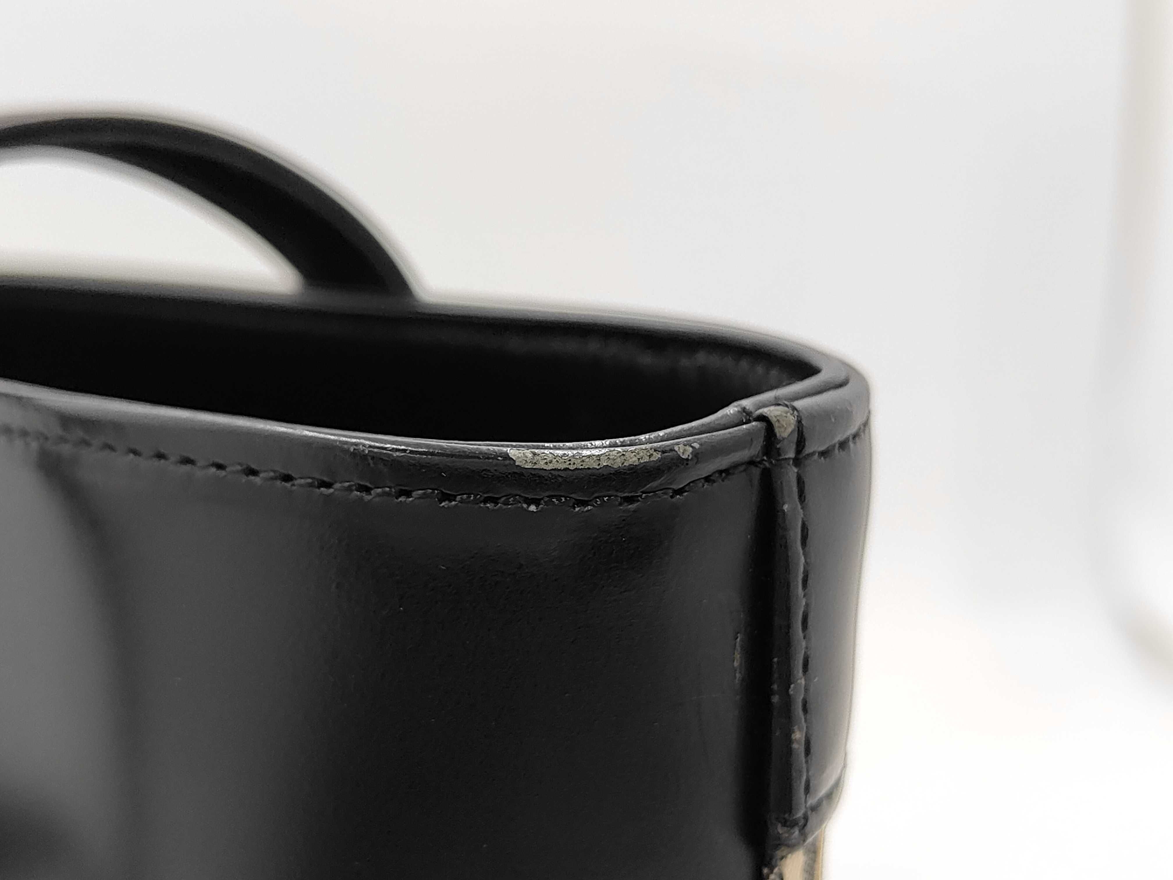 Tote Bag Leather Black Check Tote Bag — view 14