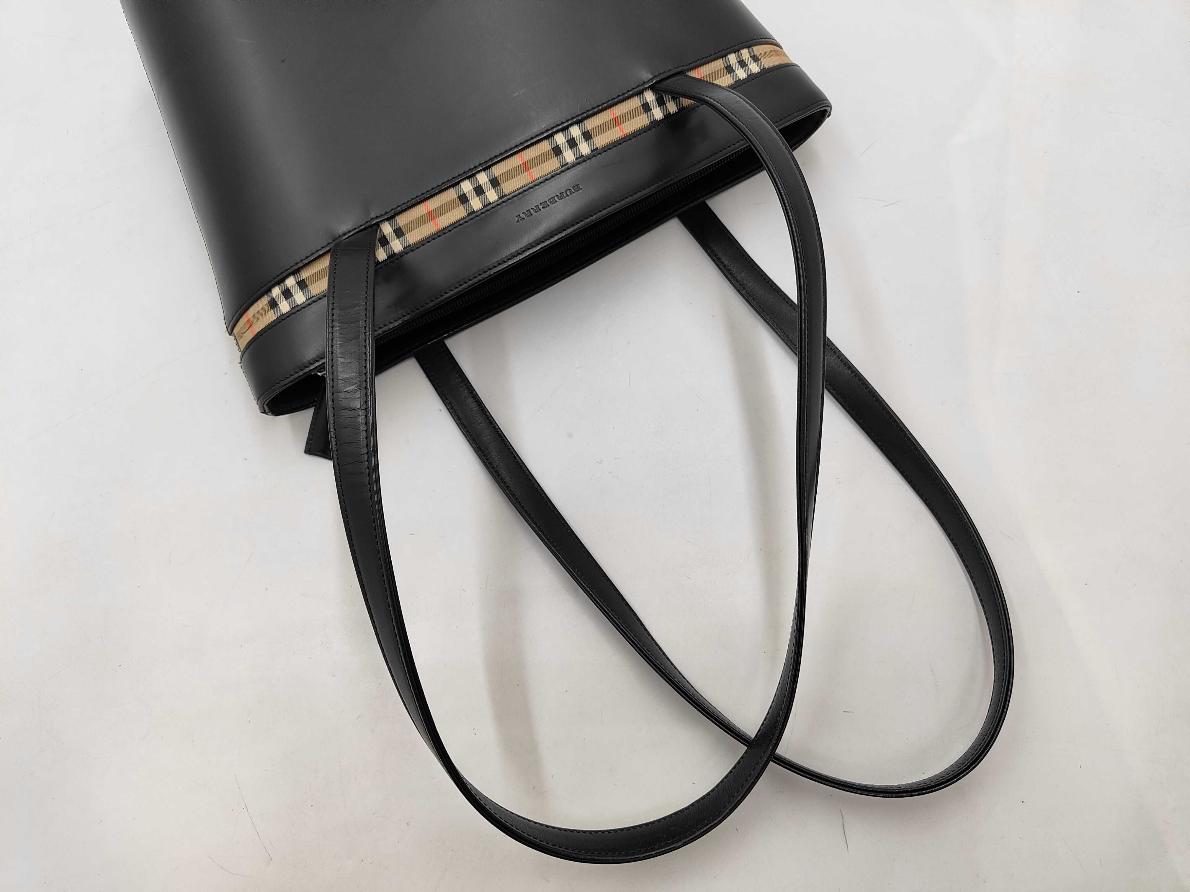 Tote Bag Leather Black Check Tote Bag — view 5