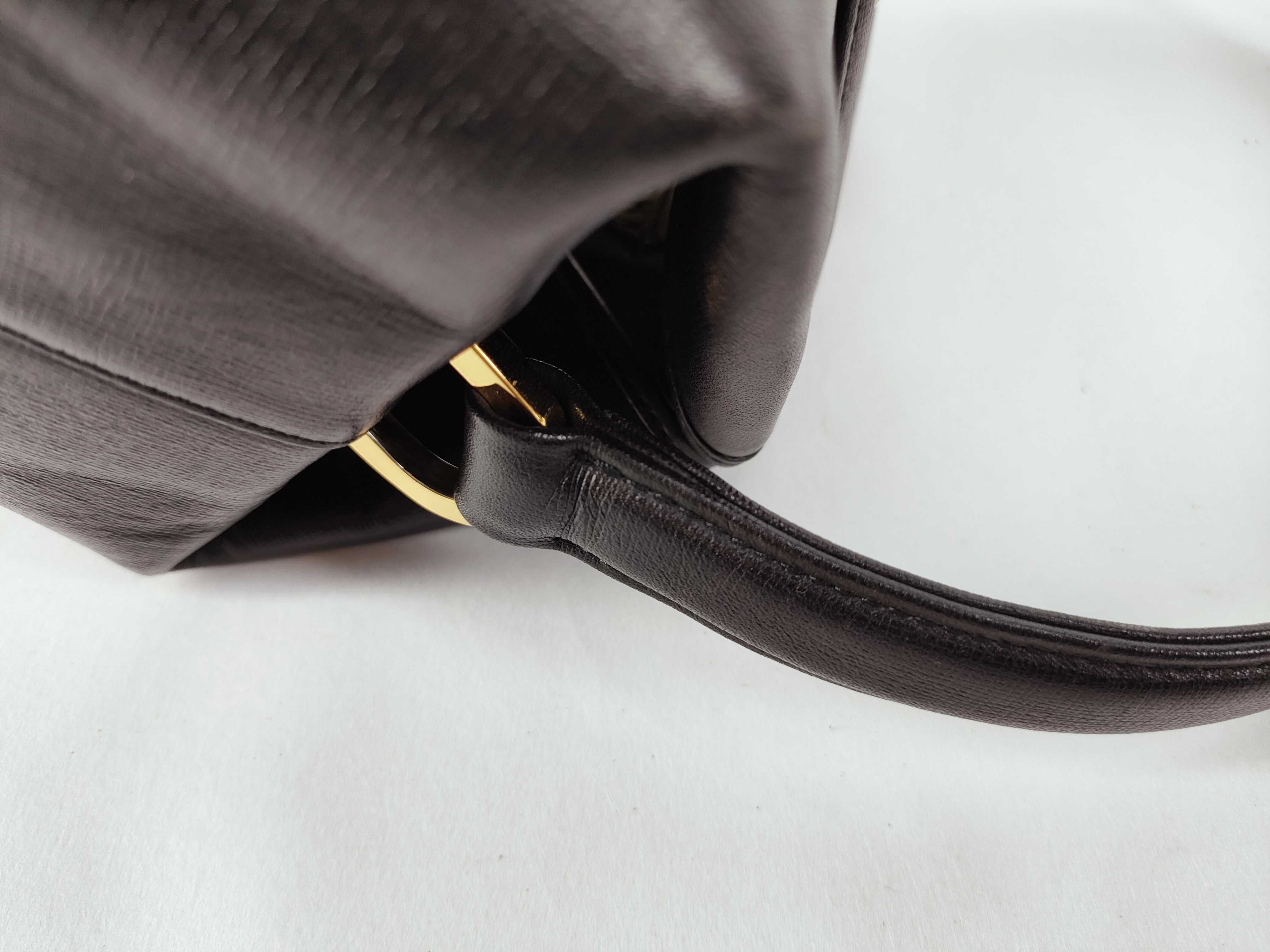 Formal Leather Handbag with Gold Hardware — view 5