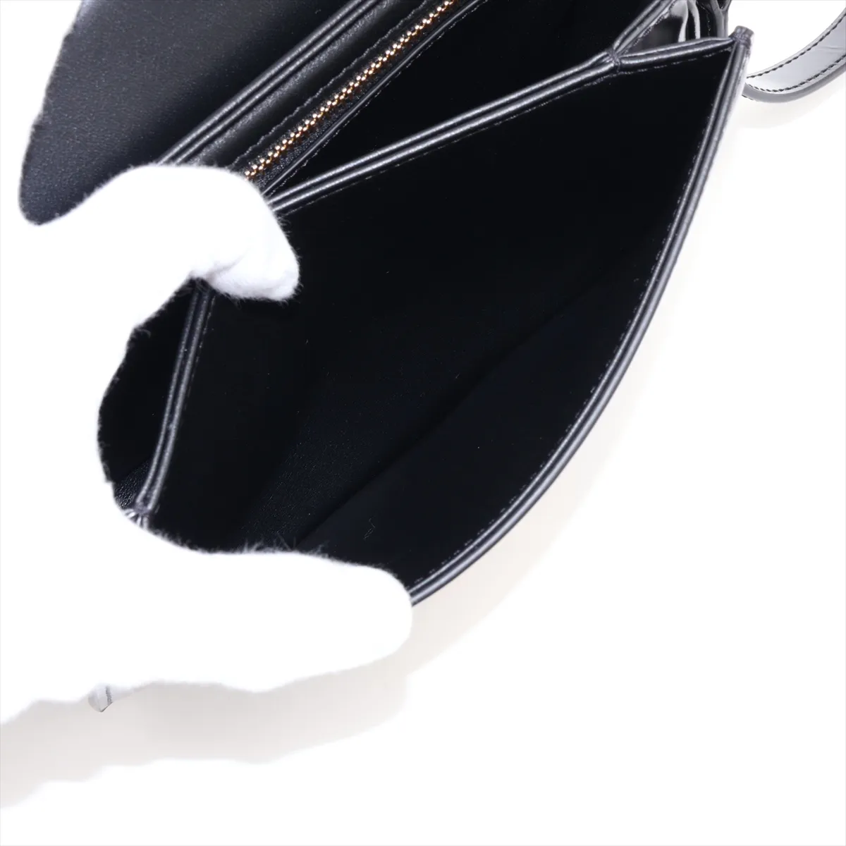 Triomphe Classic Leather Shoulder Bag, Black — view 8
