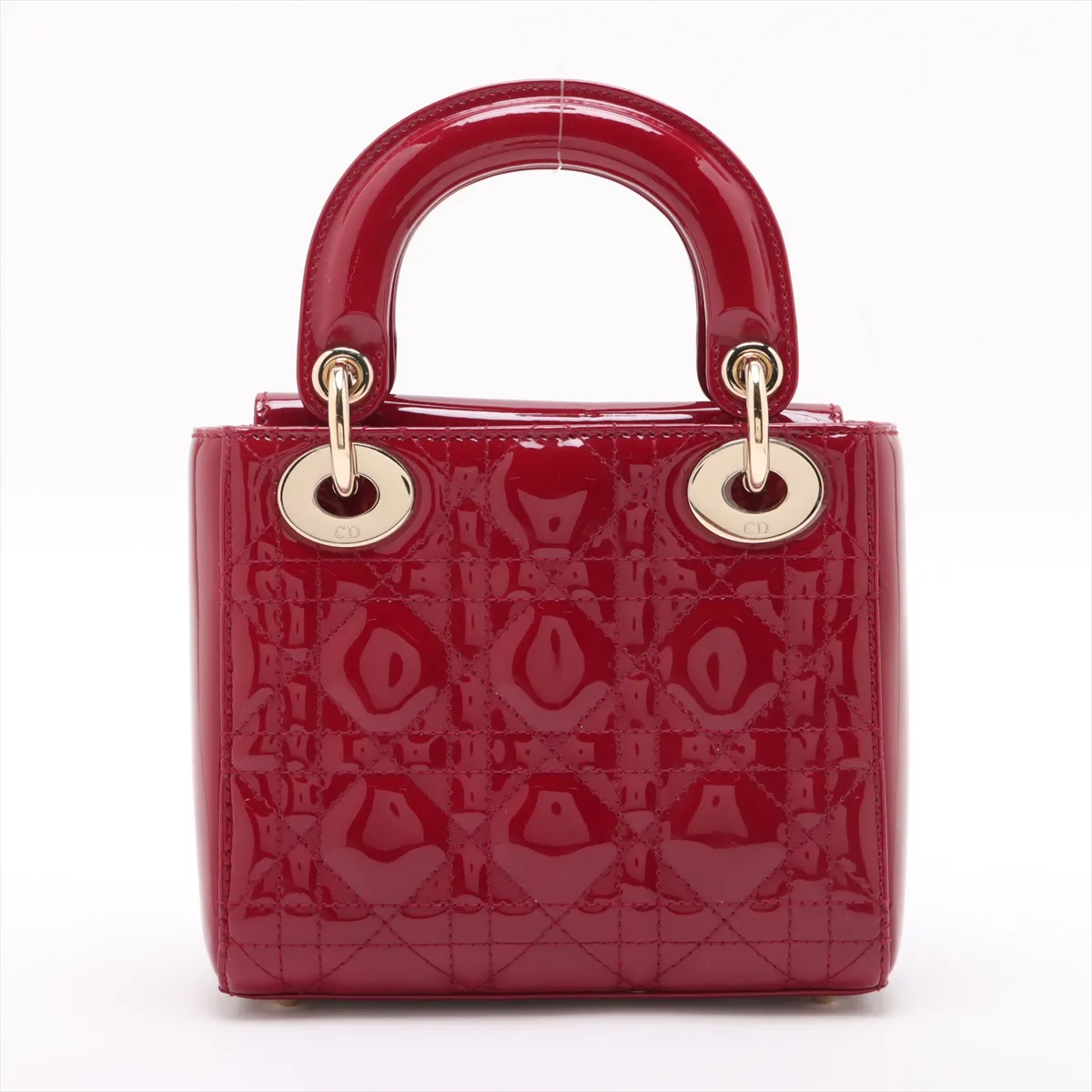 Cannage Lady Dior Mini Patent Leather 2WAY Handbag Red — view 2