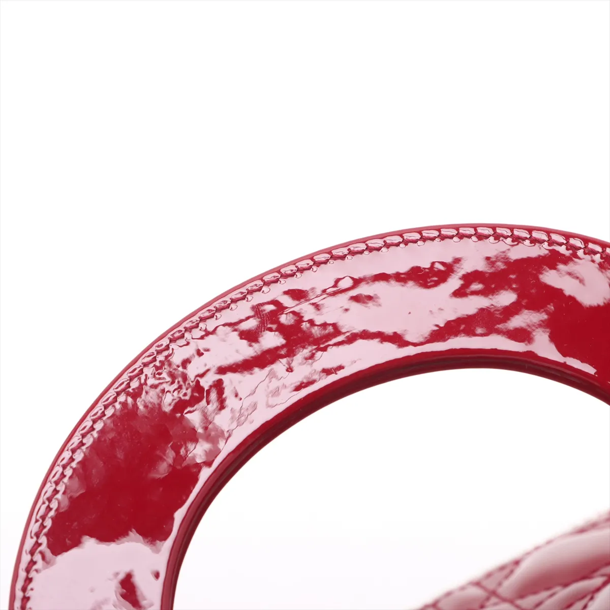 Cannage Lady Dior Mini Patent Leather 2WAY Handbag Red — view 11
