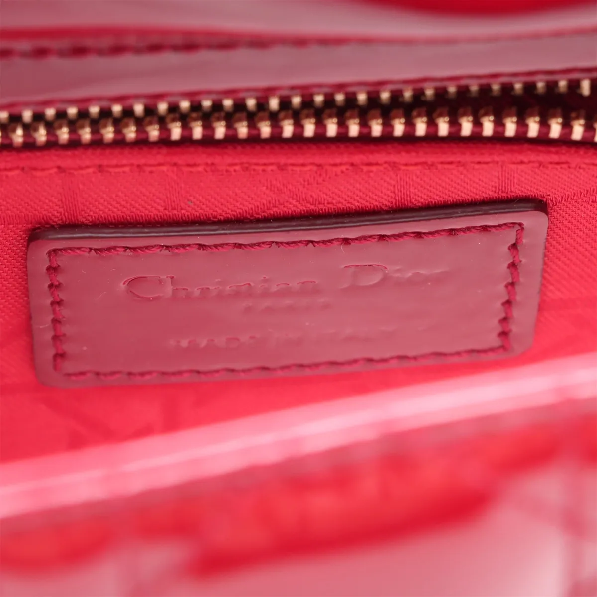 Cannage Lady Dior Mini Patent Leather 2WAY Handbag Red — view 10