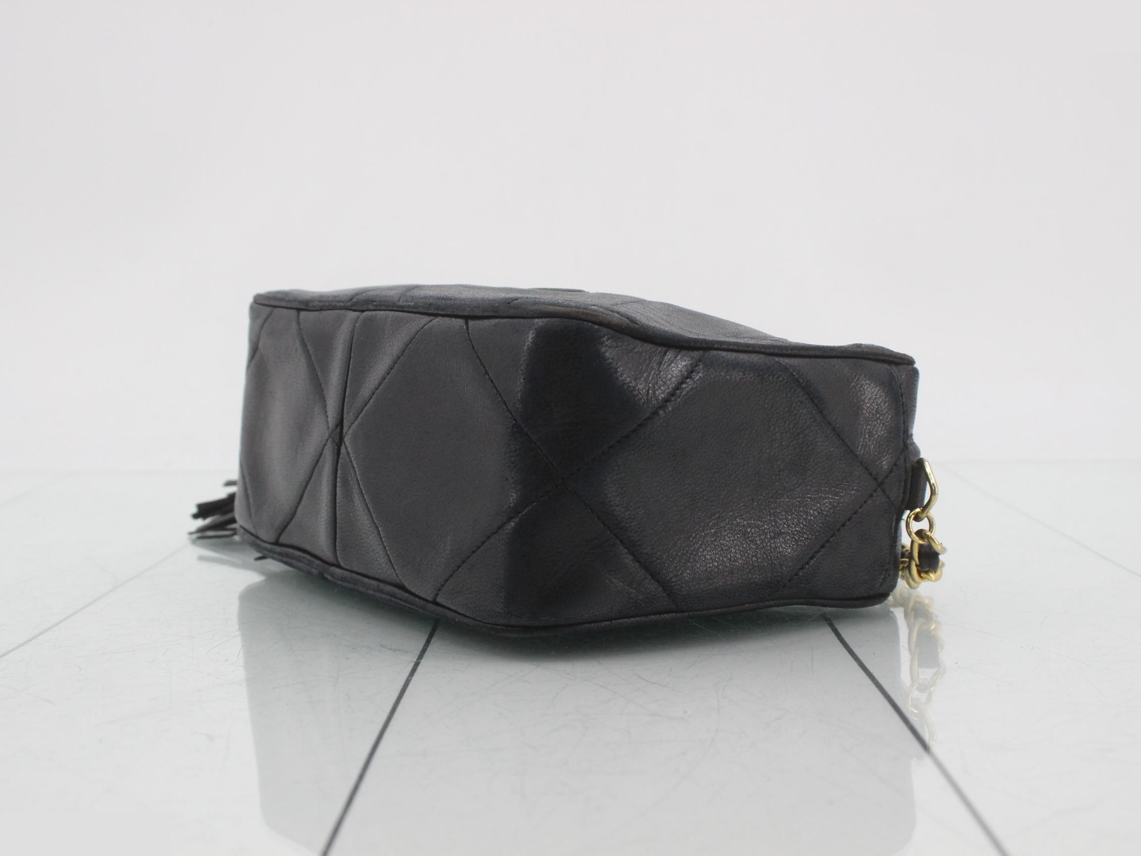 Matelassé Fringe Shoulder Bag, Black — view 6