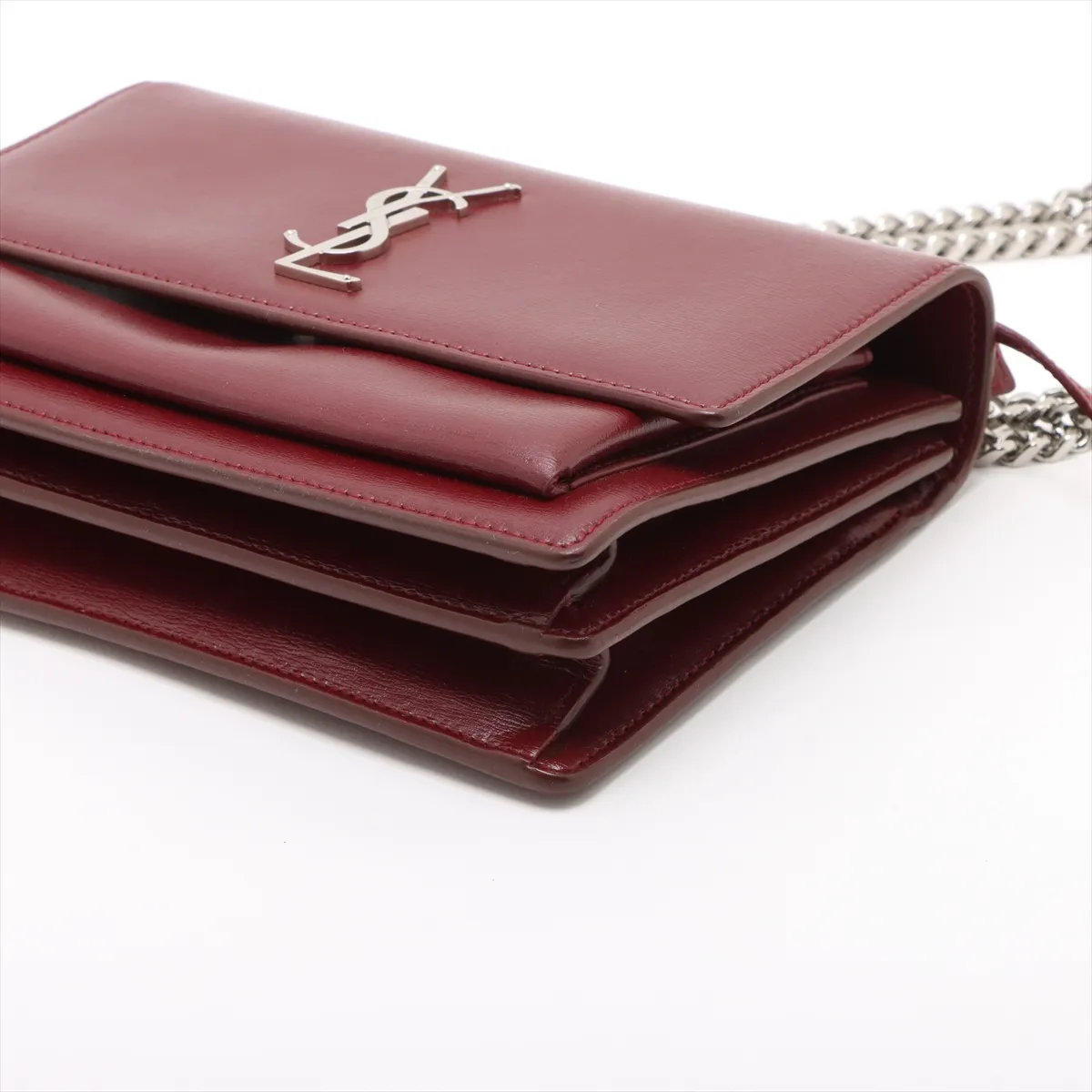 Sunset Leather Chain Shoulder Bag Red 442906 — view 3