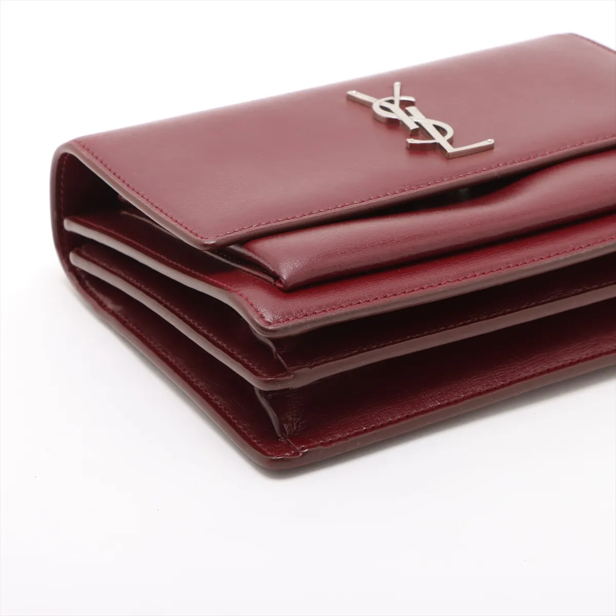 Sunset Leather Chain Shoulder Bag Red 442906 — view 4