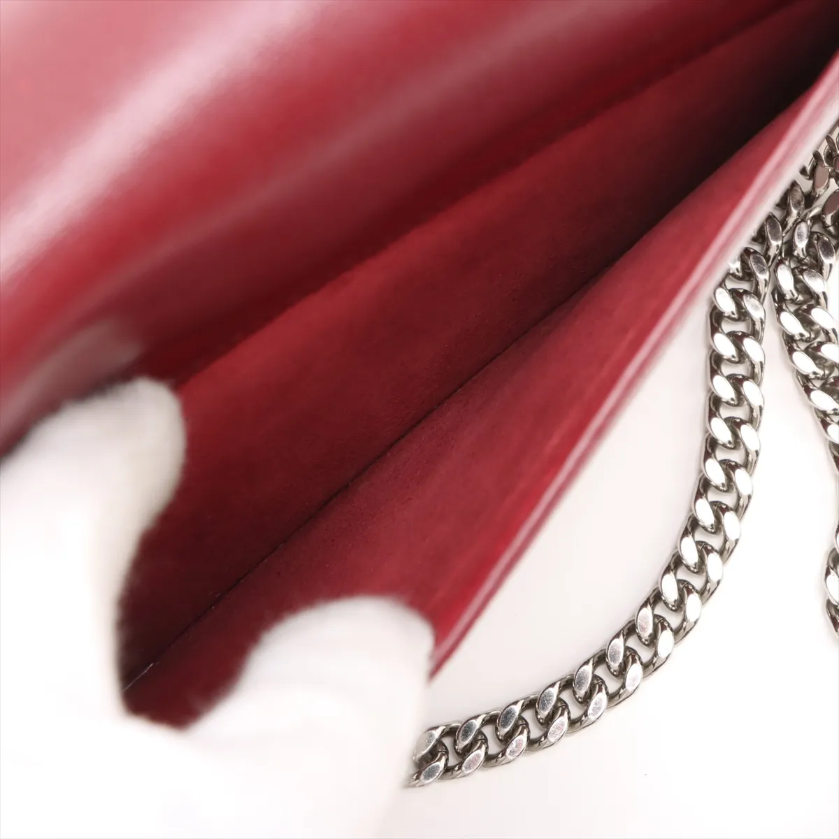 Sunset Leather Chain Shoulder Bag Red 442906 — view 9